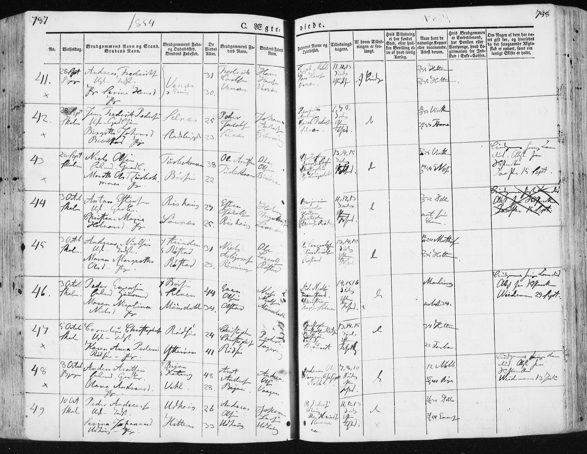 Ministerialprotokoller, klokkerbøker og fødselsregistre - Sør-Trøndelag, SAT/A-1456/659/L0736: Parish register (official) no. 659A06, 1842-1856, p. 787-788