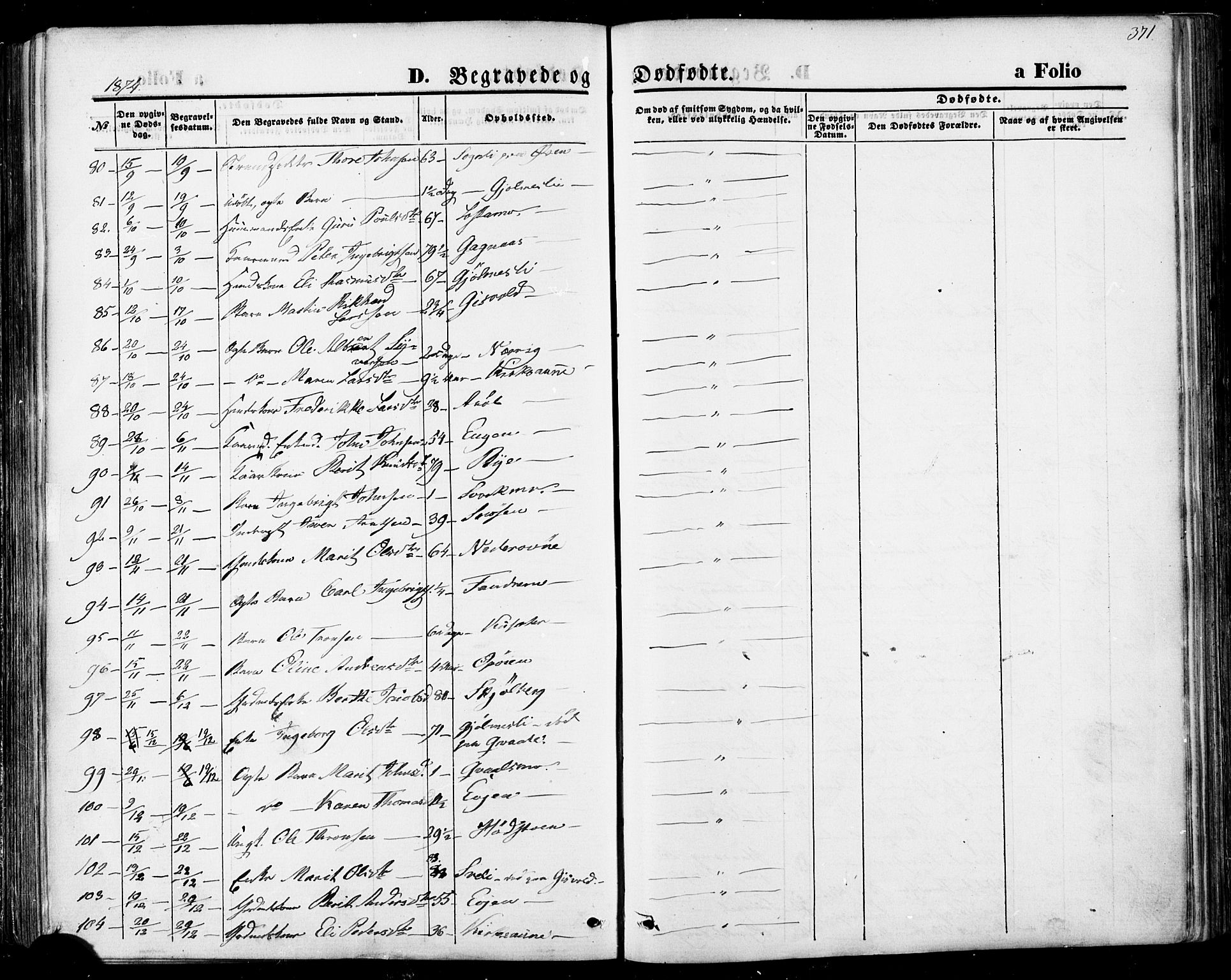 Ministerialprotokoller, klokkerbøker og fødselsregistre - Sør-Trøndelag, SAT/A-1456/668/L0807: Parish register (official) no. 668A07, 1870-1880, p. 371