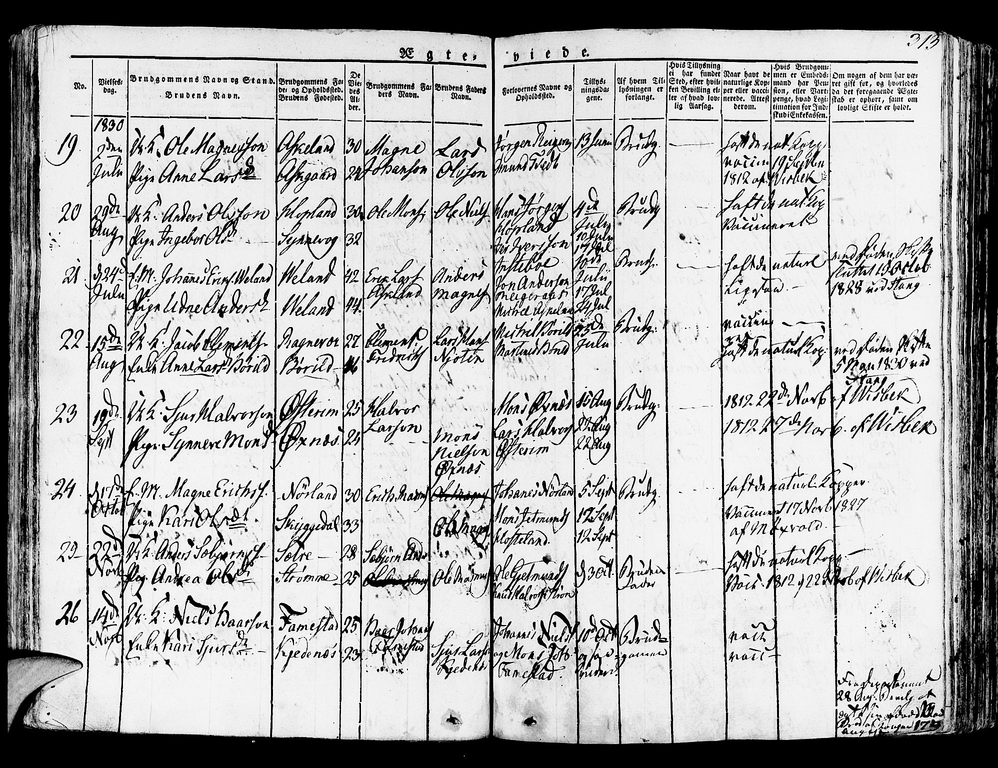 Lindås Sokneprestembete, SAB/A-76701/H/Haa: Parish register (official) no. A 8, 1823-1836, p. 313