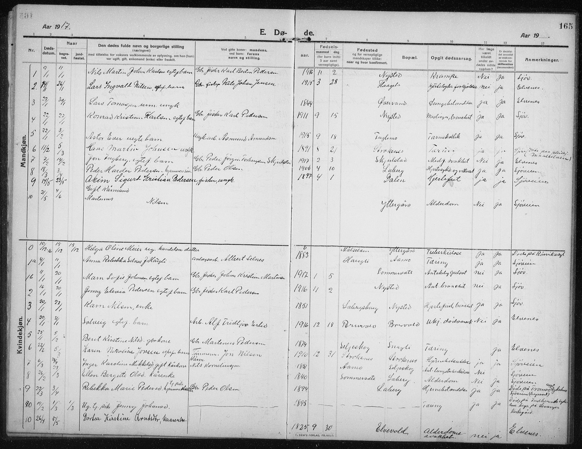 Salangen sokneprestembete, SATØ/S-1324/H/Ha/L0005klokker: Parish register (copy) no. 5, 1918-1937, p. 165
