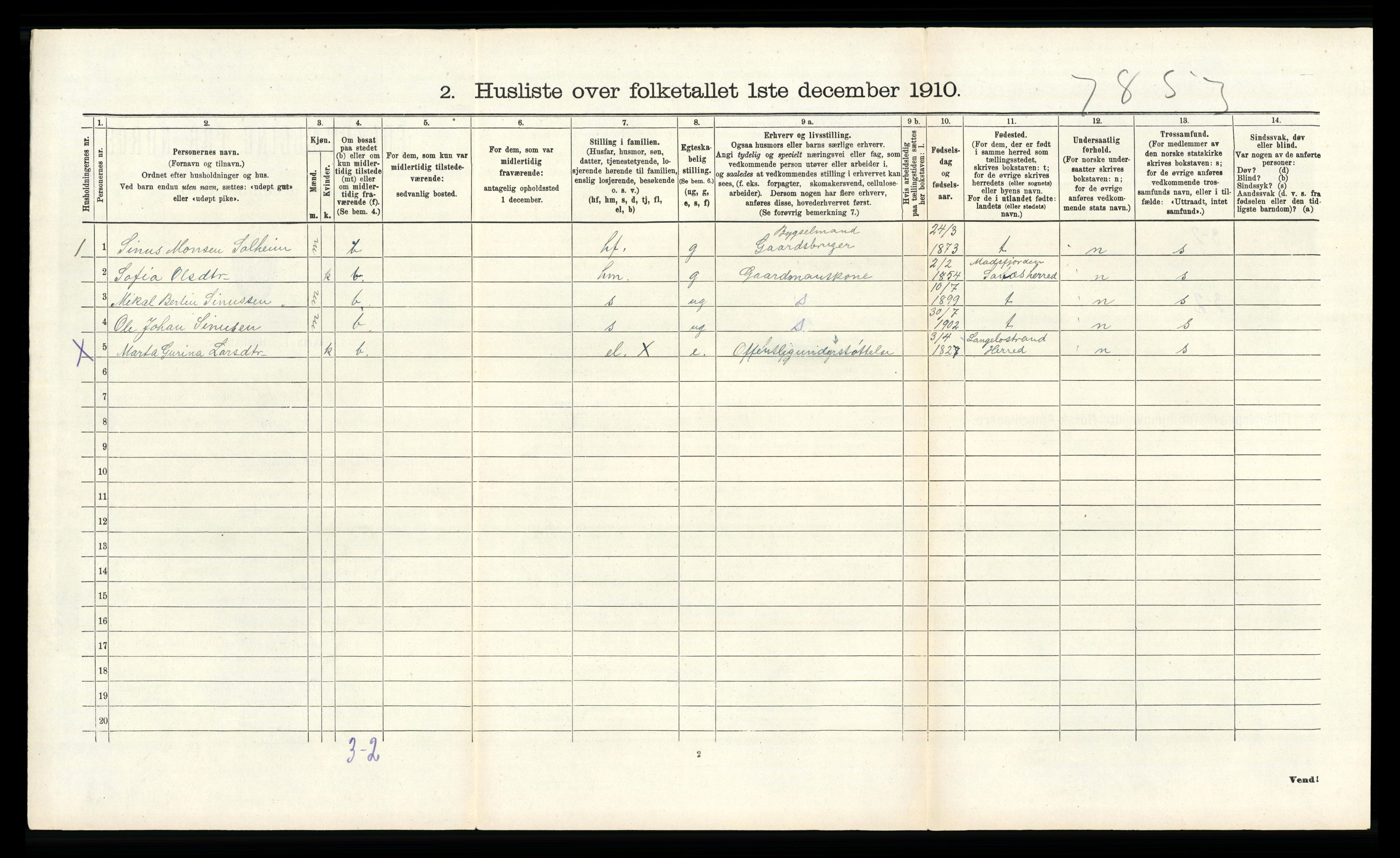 RA, 1910 census for Austrheim, 1910, p. 431