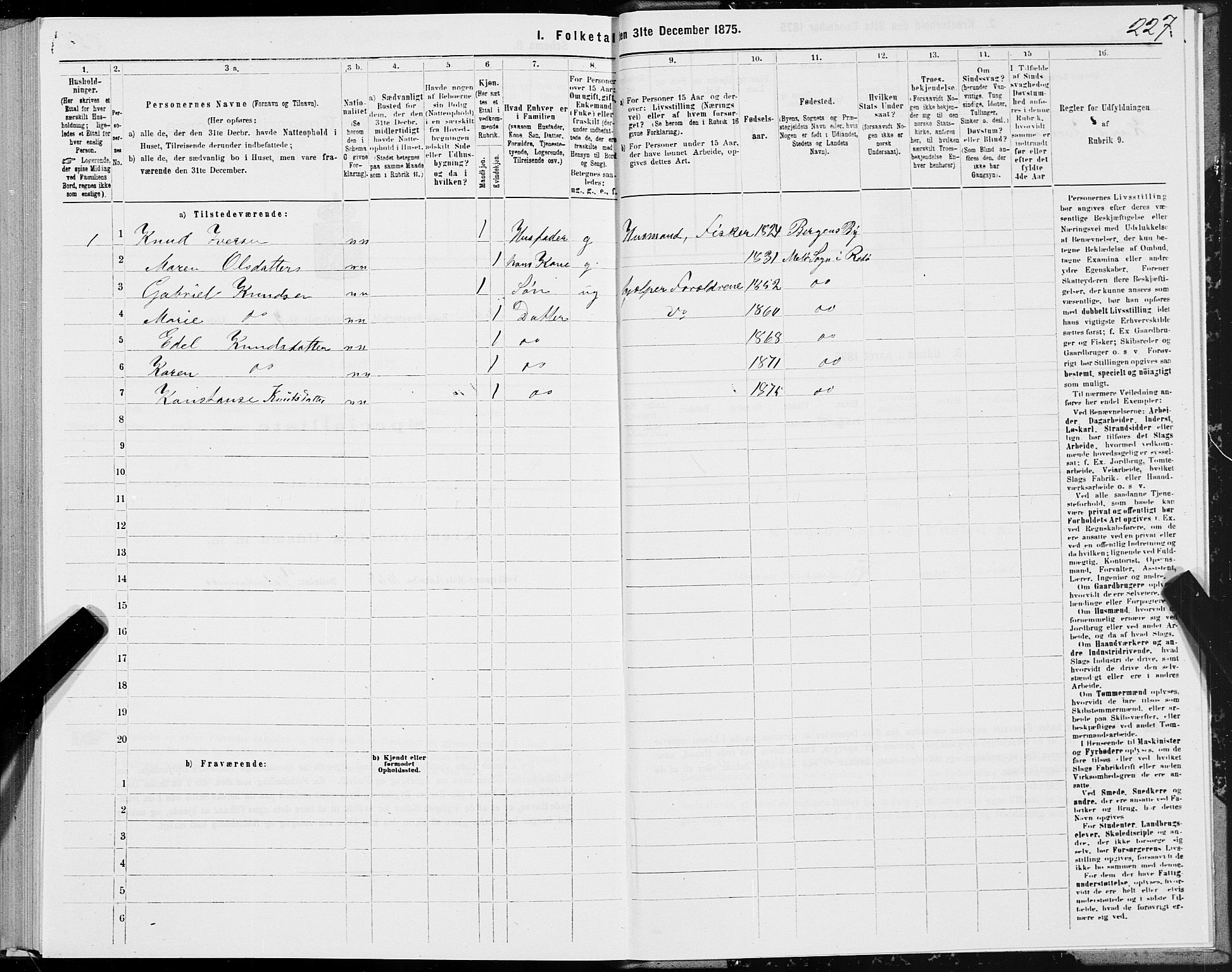 SAT, 1875 census for 1836P Rødøy, 1875, p. 3227