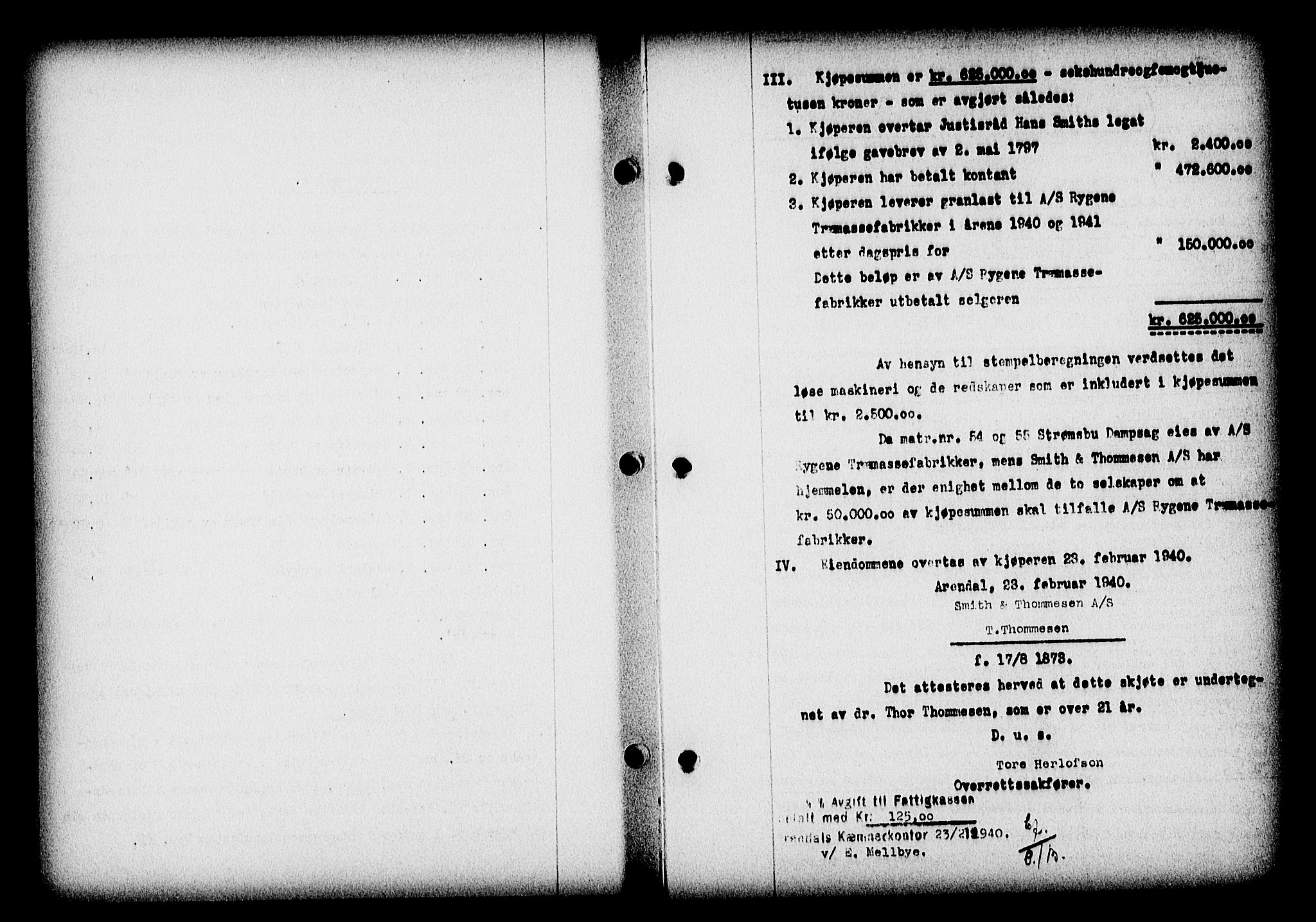 Nedenes sorenskriveri, AV/SAK-1221-0006/G/Gb/Gba/L0047: Mortgage book no. A-I, 1939-1940, Diary no: : 131/1940