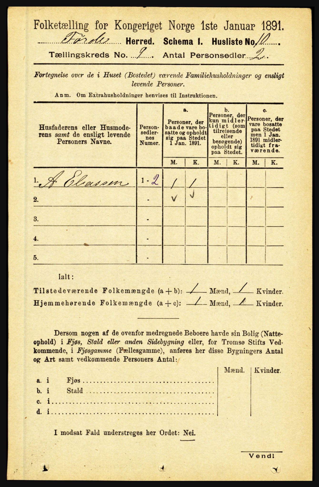 RA, 1891 census for 1432 Førde, 1891, p. 3282