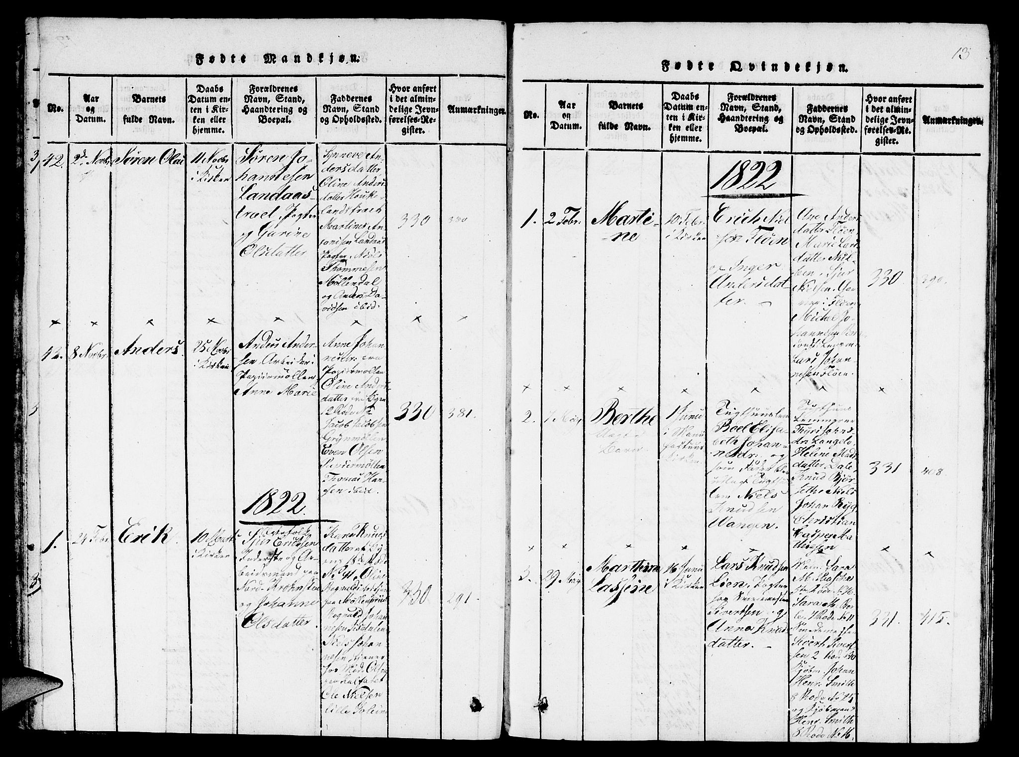 St. Jørgens hospital og Årstad sokneprestembete, SAB/A-99934: Parish register (copy) no. A 1, 1816-1843, p. 13