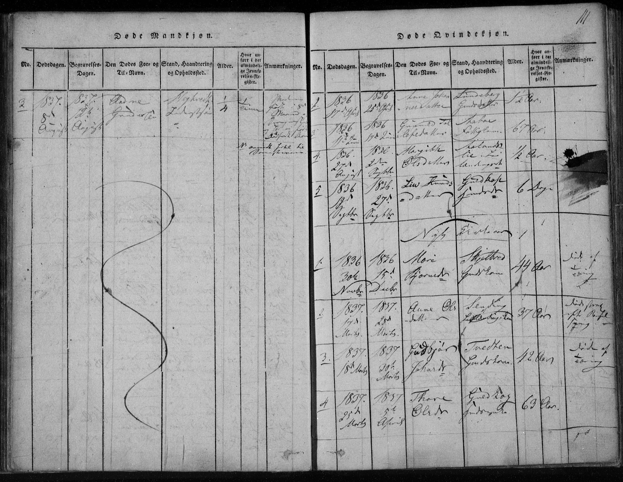 Lårdal kirkebøker, SAKO/A-284/F/Fa/L0005: Parish register (official) no. I 5, 1815-1860, p. 111