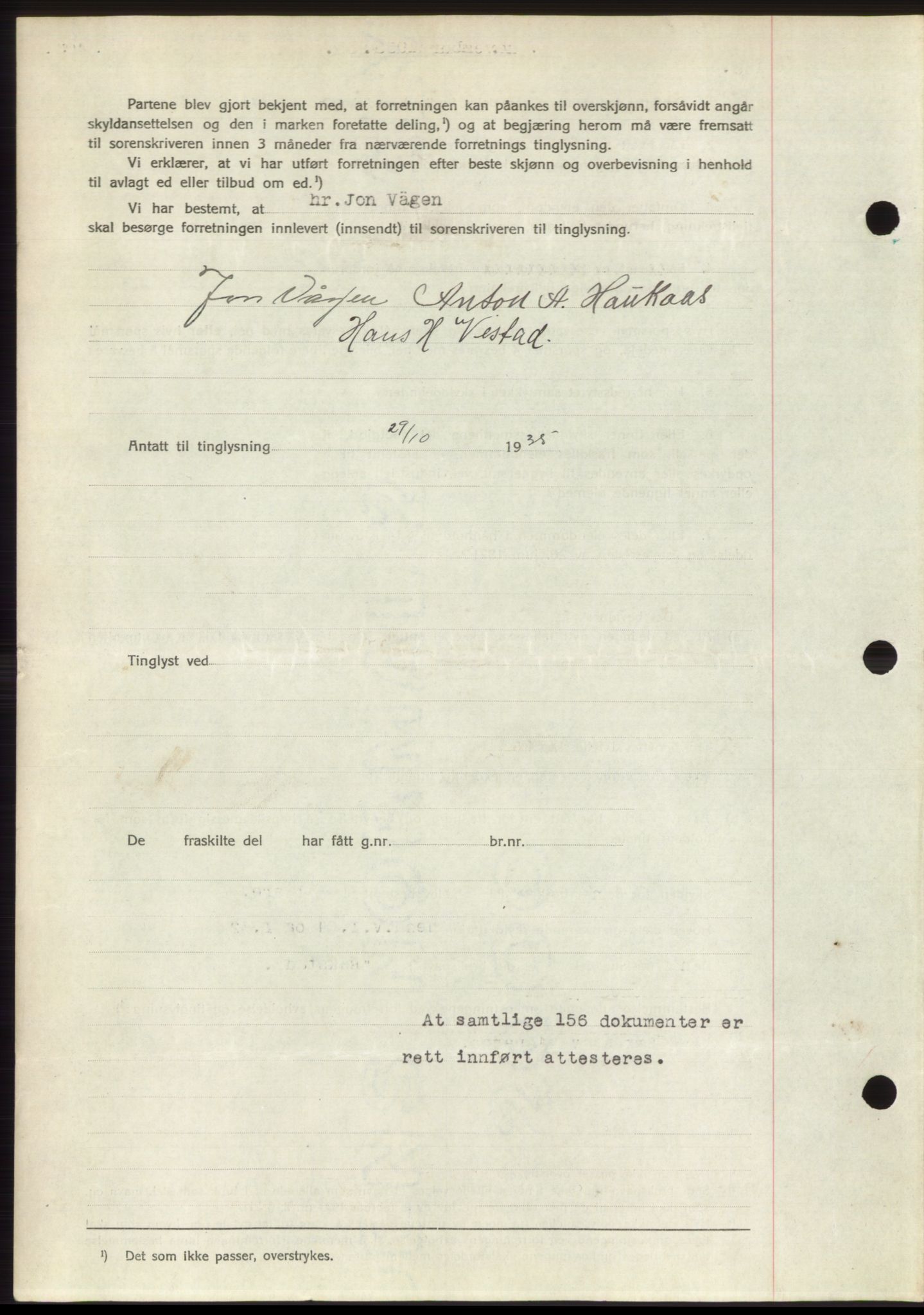 Romsdal sorenskriveri, AV/SAT-A-4149/1/2/2C/L0067: Mortgage book no. 61, 1935-1935, Deed date: 04.11.1935