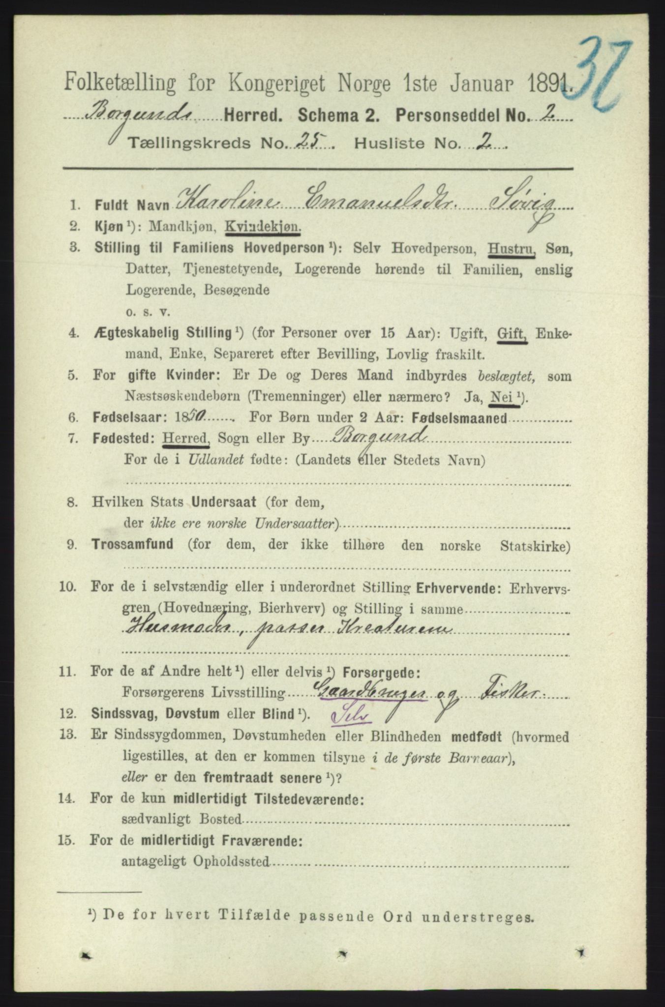 RA, 1891 census for 1531 Borgund, 1891, p. 7260