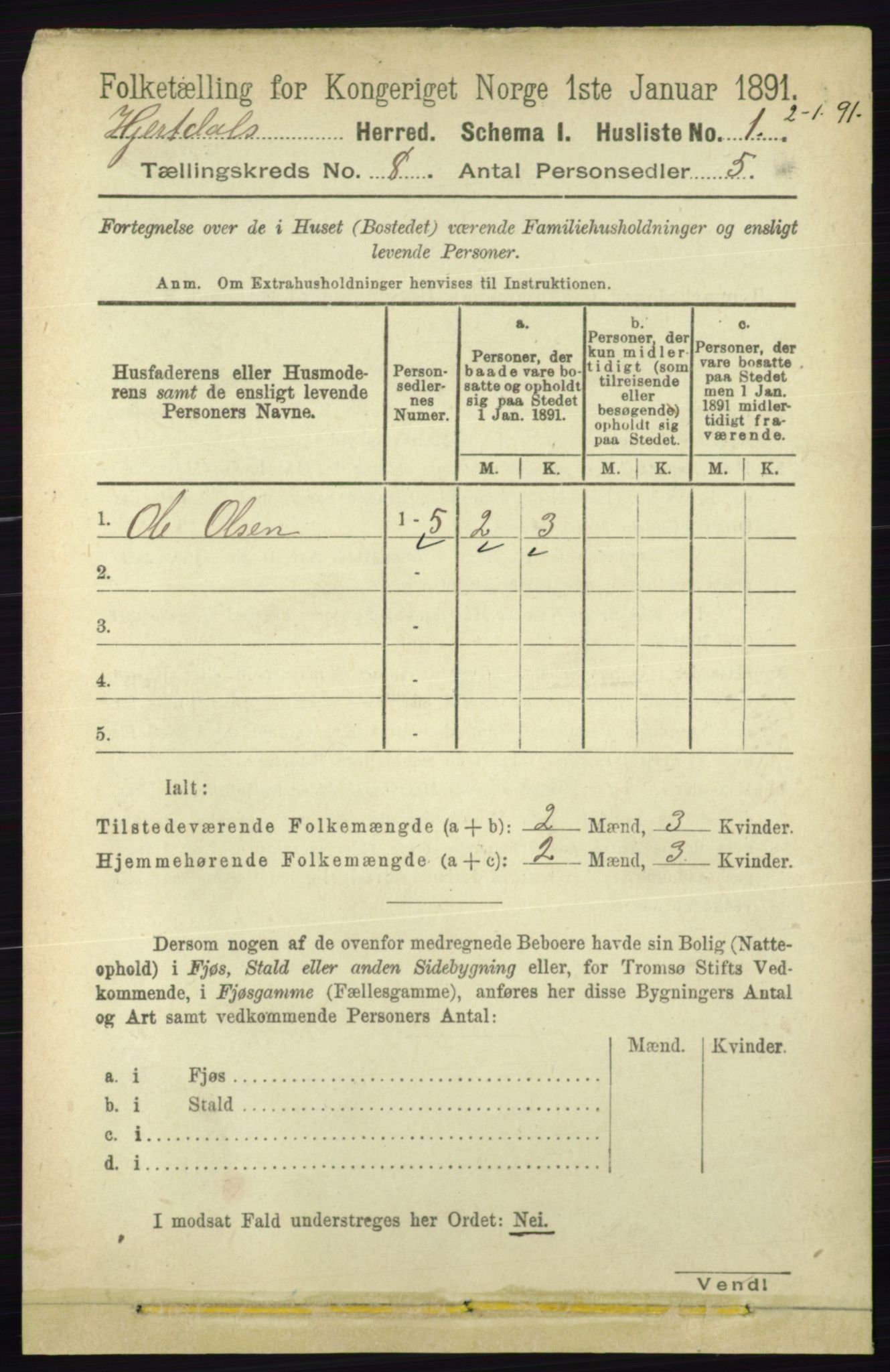 RA, 1891 census for 0827 Hjartdal, 1891, p. 2771