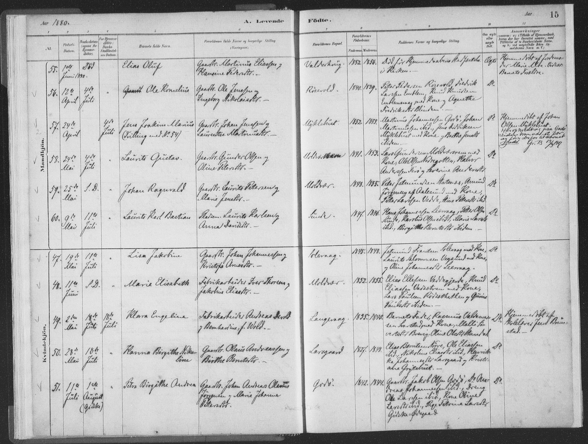 Ministerialprotokoller, klokkerbøker og fødselsregistre - Møre og Romsdal, SAT/A-1454/528/L0401: Parish register (official) no. 528A12I, 1880-1920, p. 15