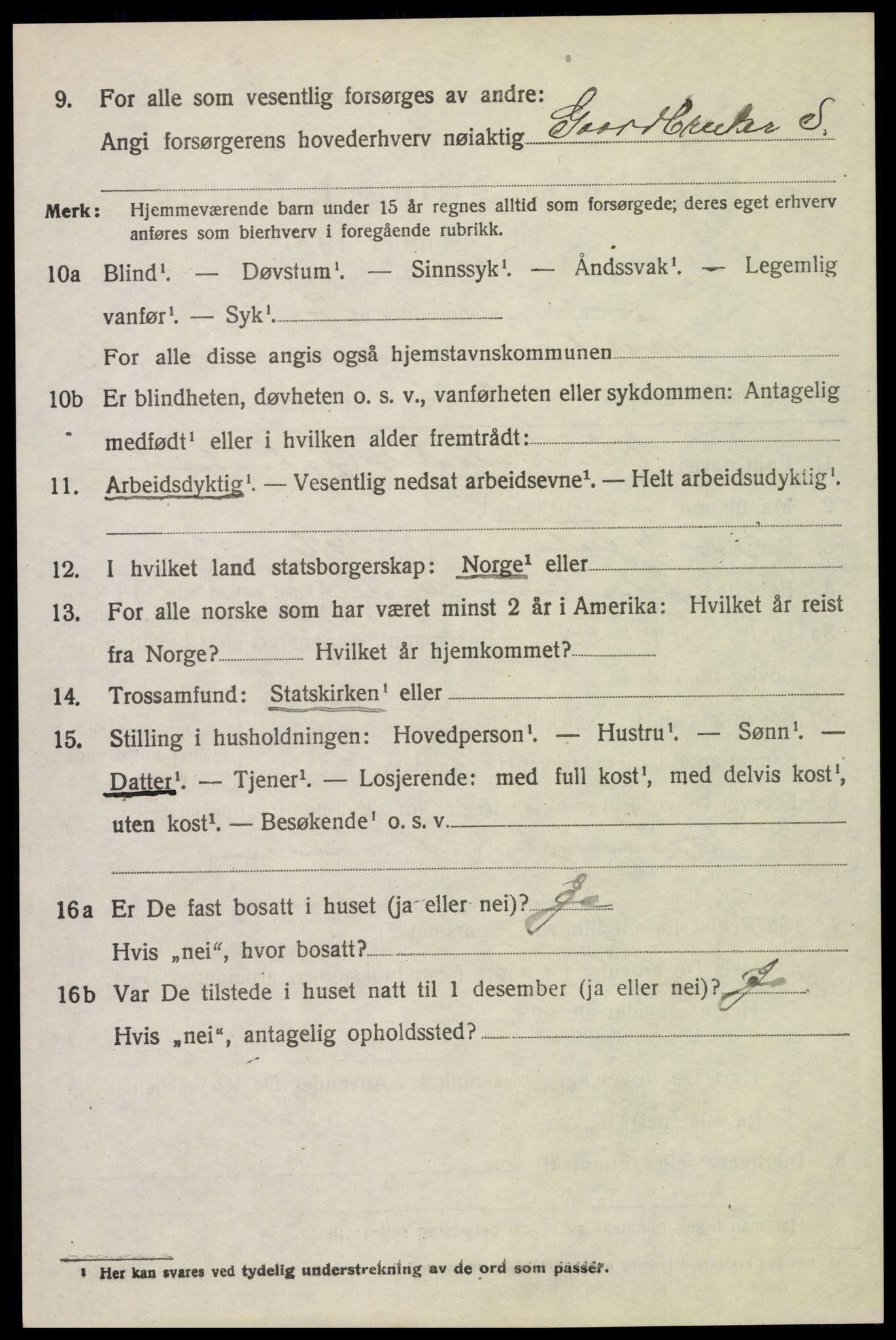 SAH, 1920 census for Trysil, 1920, p. 14960