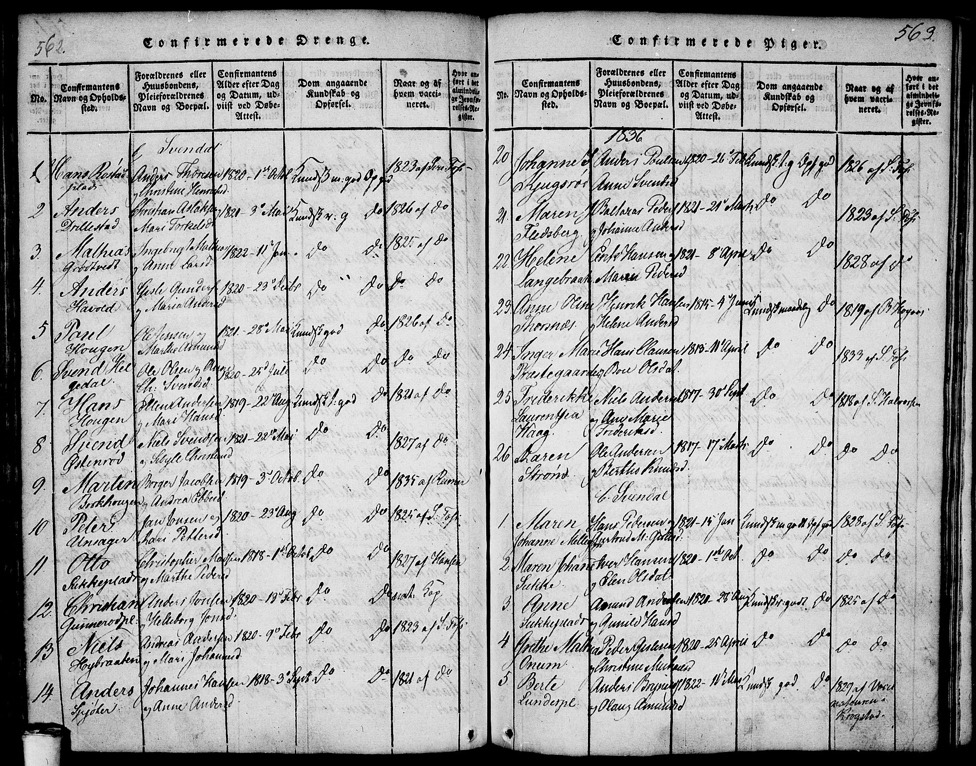 Våler prestekontor Kirkebøker, AV/SAO-A-11083/F/Fa/L0005: Parish register (official) no. I 5, 1815-1839, p. 562-563