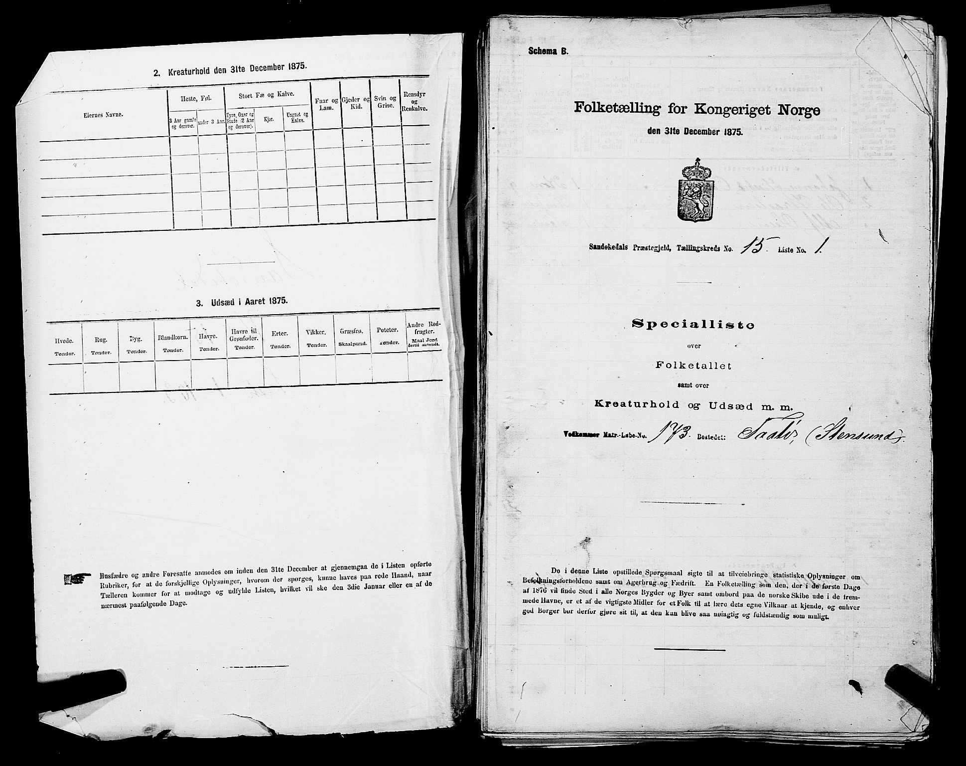 SAKO, 1875 census for 0816P Sannidal, 1875, p. 1001