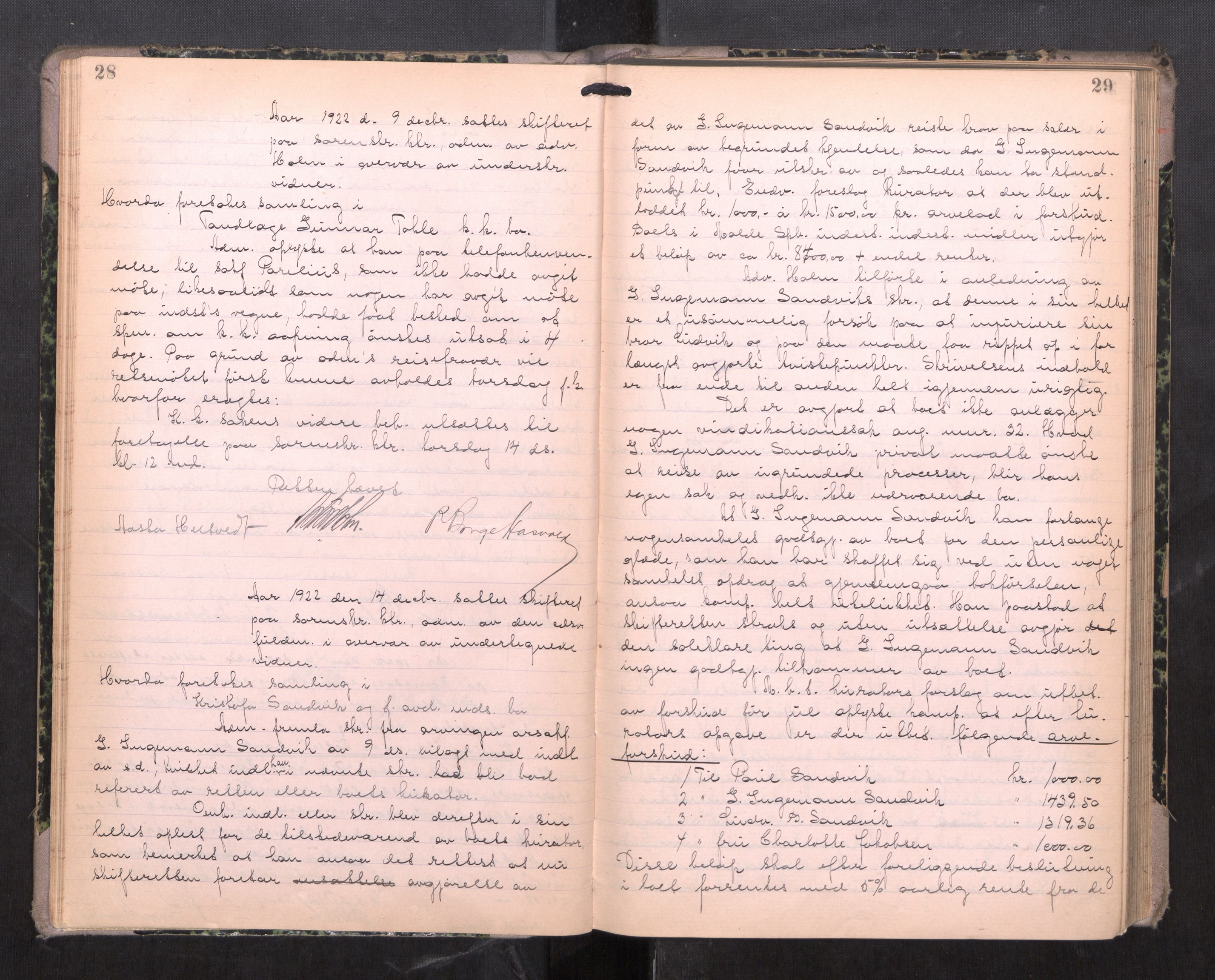 Romsdal sorenskriveri, AV/SAT-A-4149/1/3/3B/L0009: Skiftebehandlingsprotokoll, 1922-1928, p. 28-29