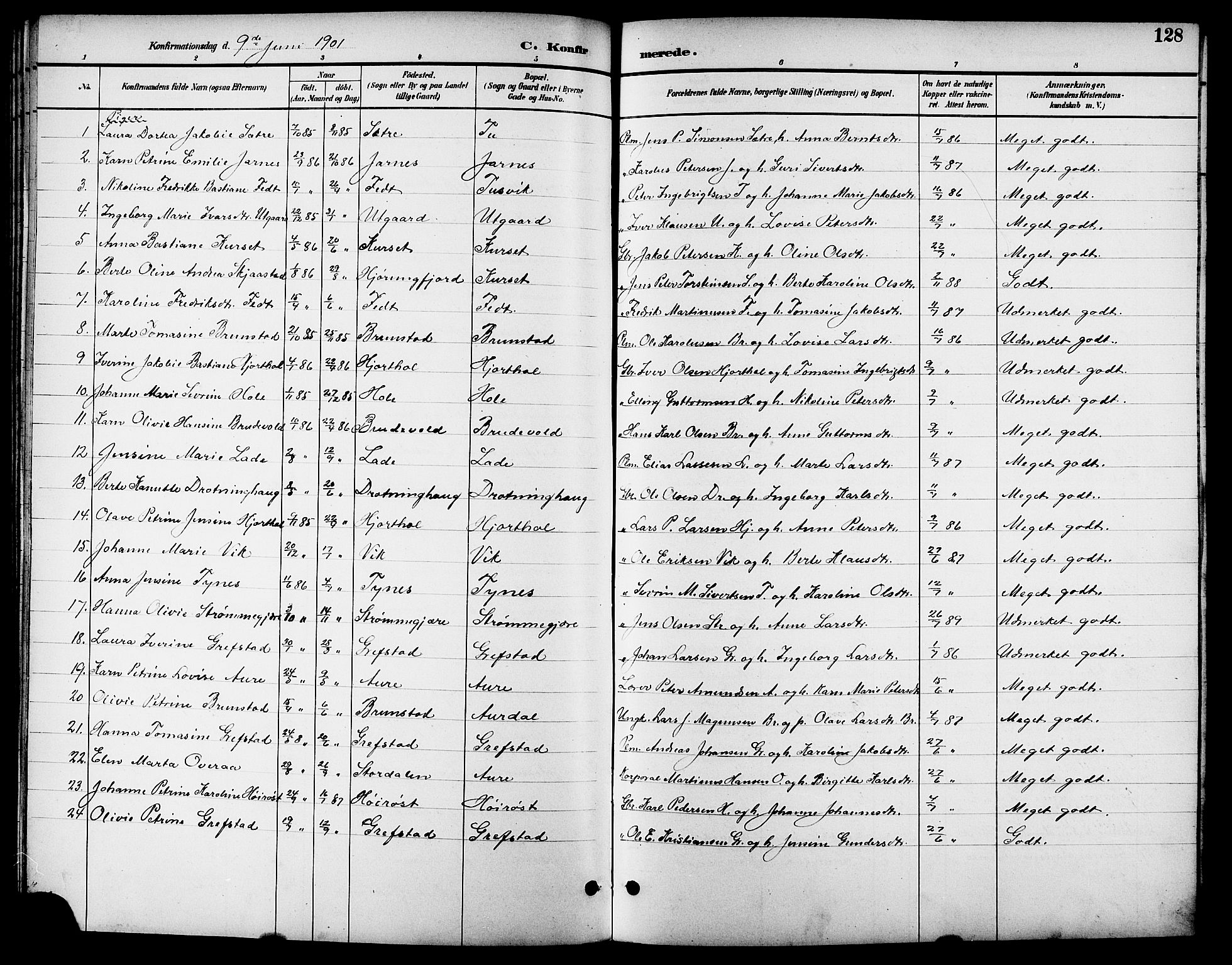 Ministerialprotokoller, klokkerbøker og fødselsregistre - Møre og Romsdal, AV/SAT-A-1454/523/L0340: Parish register (copy) no. 523C03, 1892-1902, p. 128