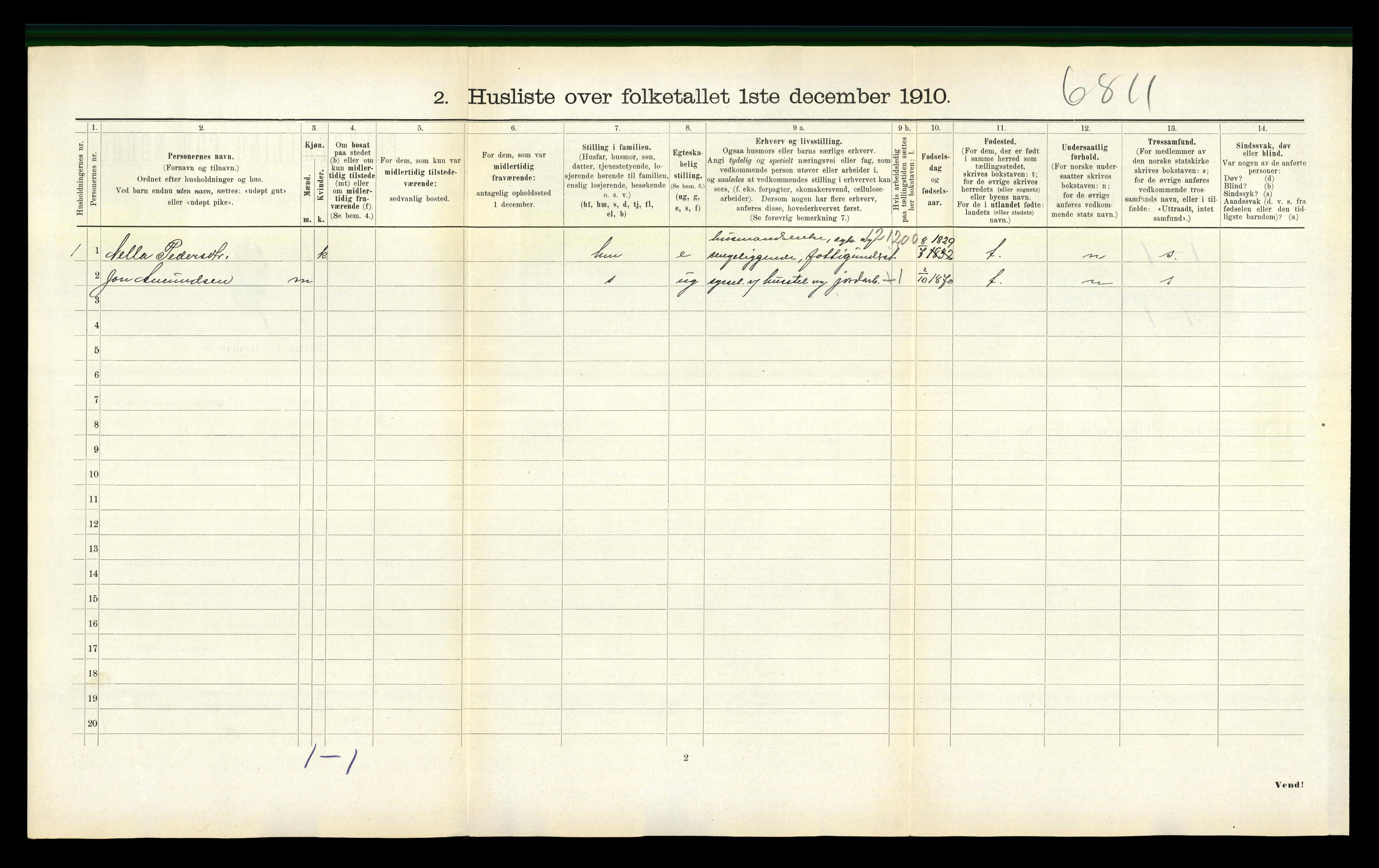 RA, 1910 census for Åsen, 1910, p. 437