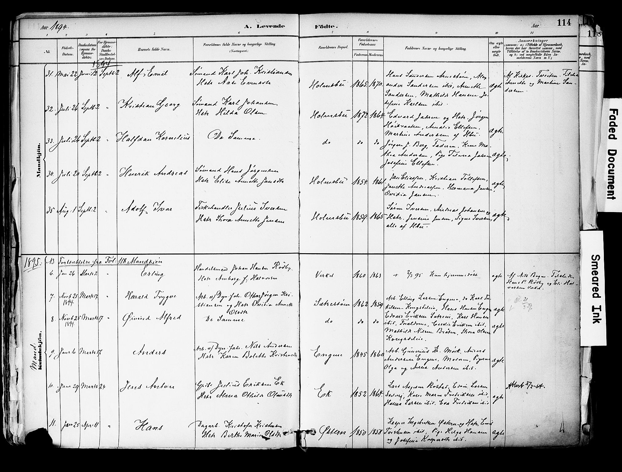Hurum kirkebøker, SAKO/A-229/F/Fa/L0014: Parish register (official) no. 14, 1882-1895, p. 114