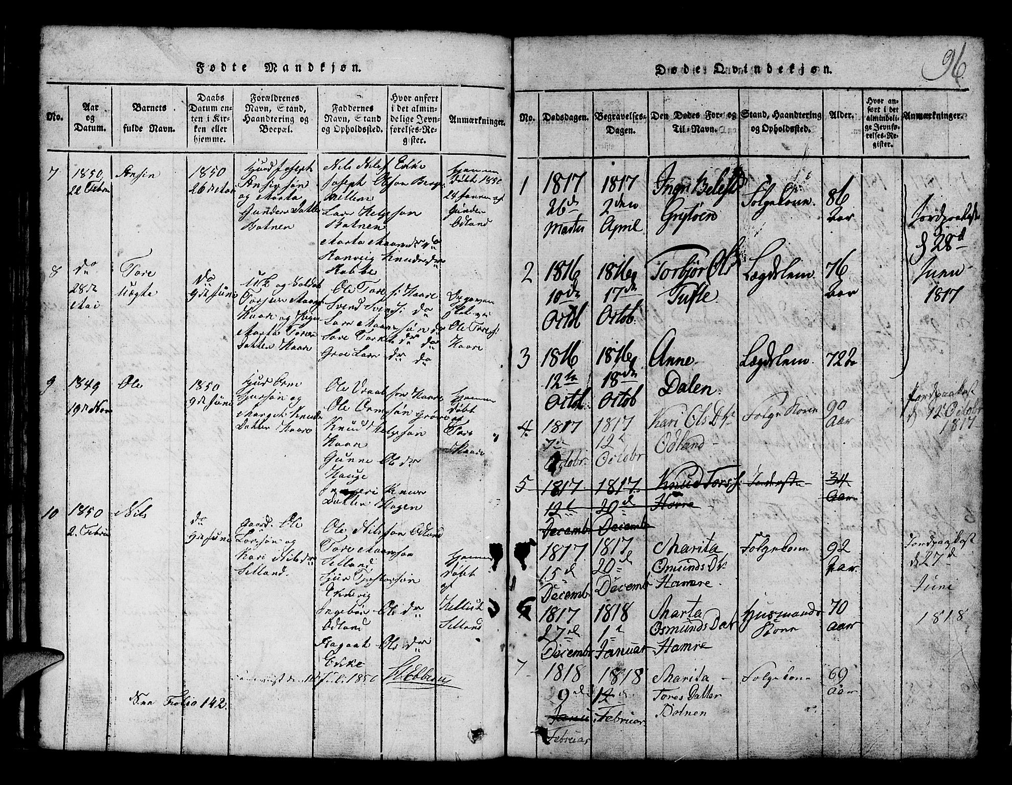 Røldal sokneprestembete, SAB/A-100247: Parish register (copy) no. A 1, 1817-1860, p. 96