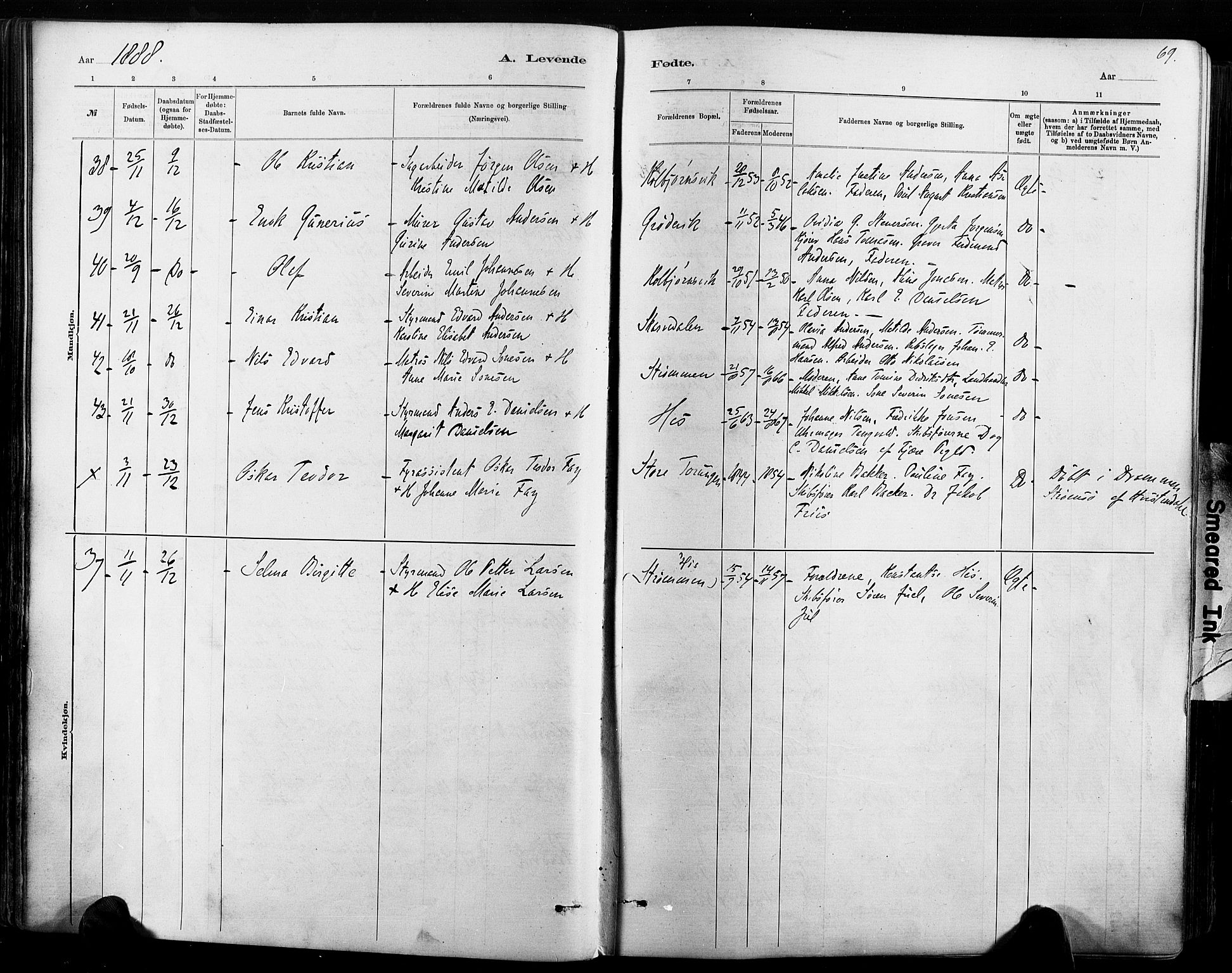 Hisøy sokneprestkontor, AV/SAK-1111-0020/F/Fa/L0003: Parish register (official) no. A 3, 1881-1894, p. 69