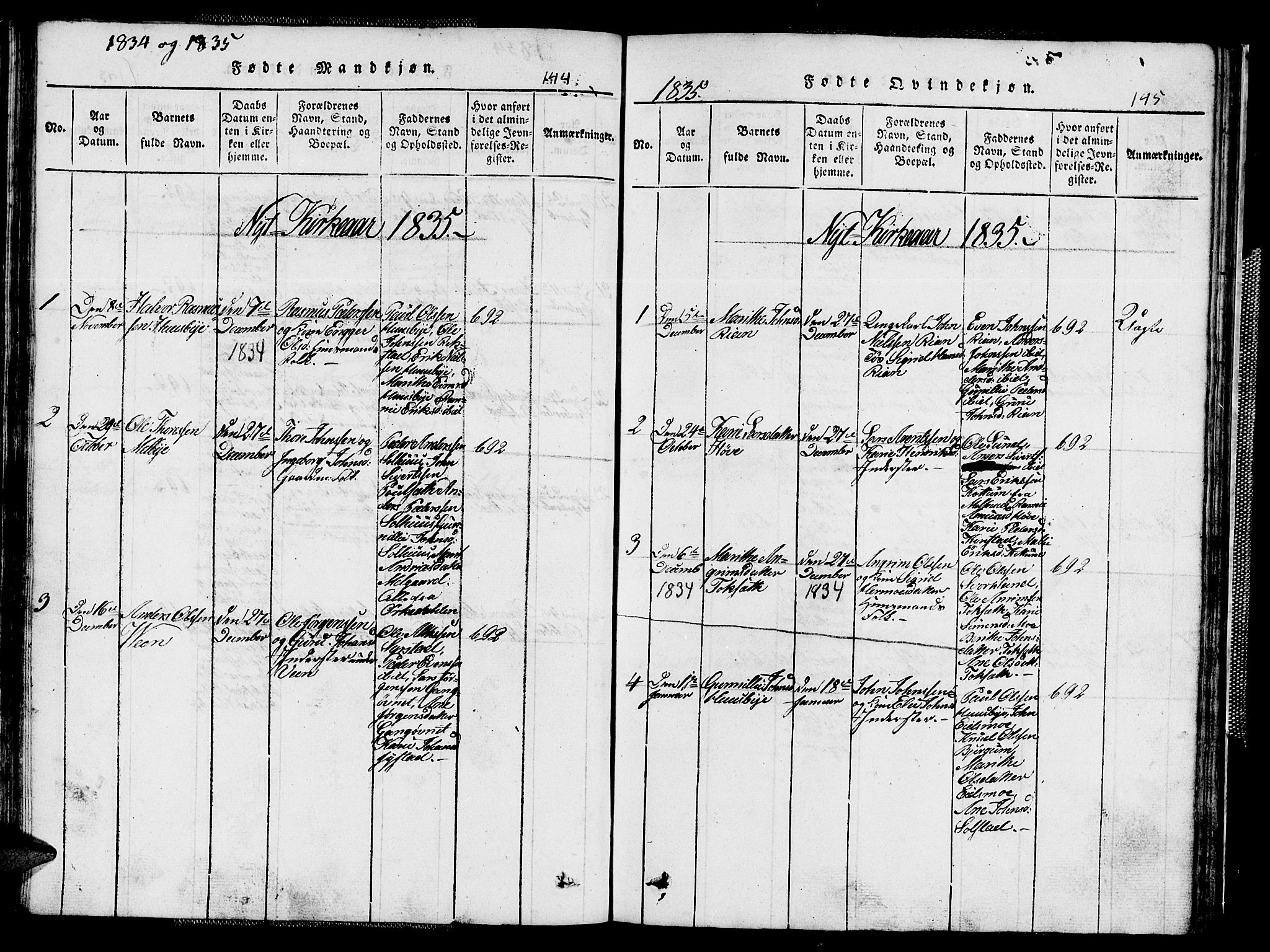 Ministerialprotokoller, klokkerbøker og fødselsregistre - Sør-Trøndelag, SAT/A-1456/667/L0796: Parish register (copy) no. 667C01, 1817-1836, p. 144-145