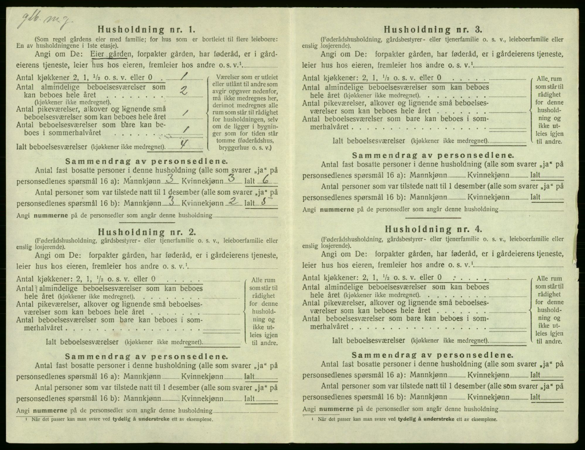 SAB, 1920 census for Røldal, 1920, p. 279
