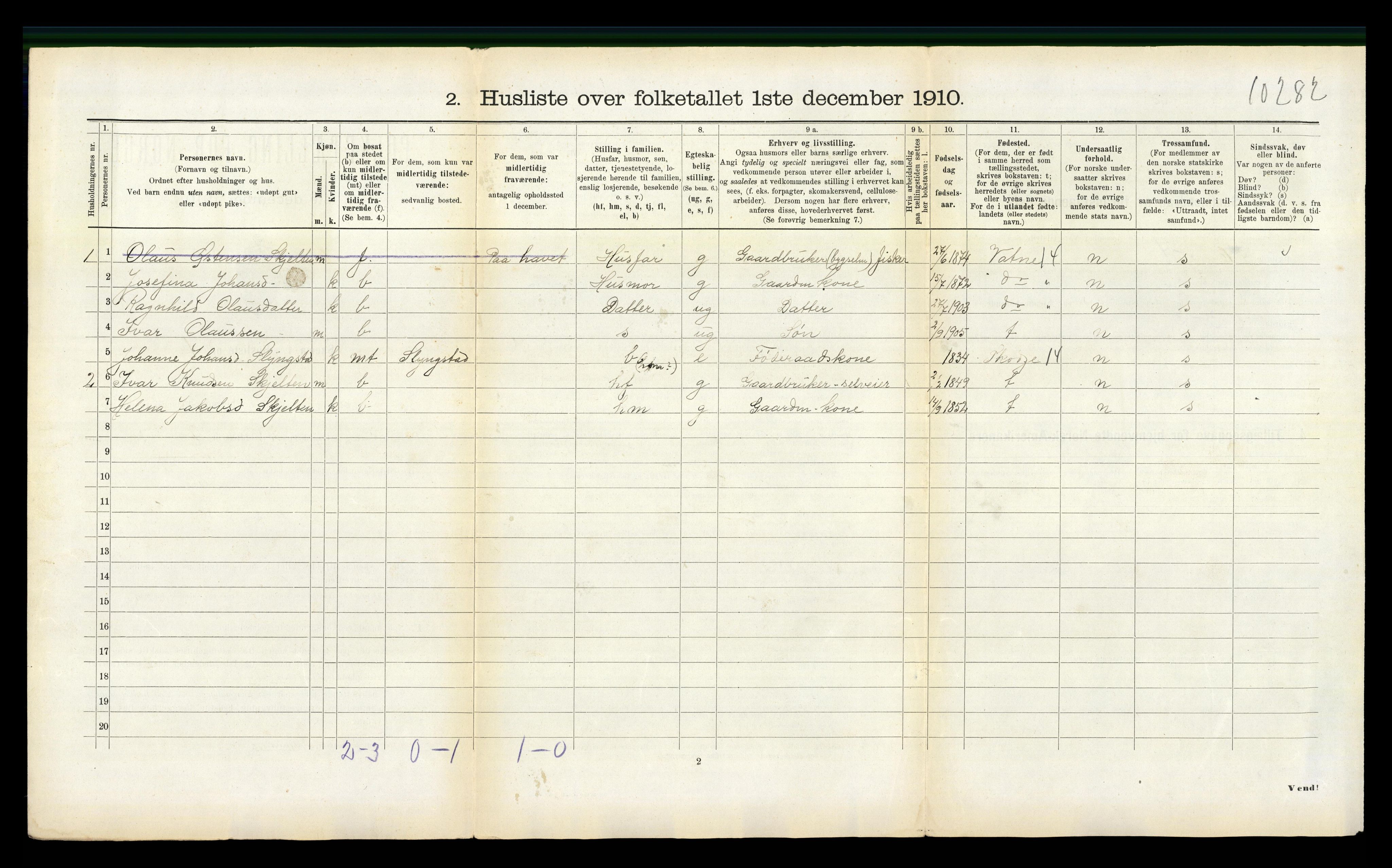 RA, 1910 census for Haram, 1910, p. 616