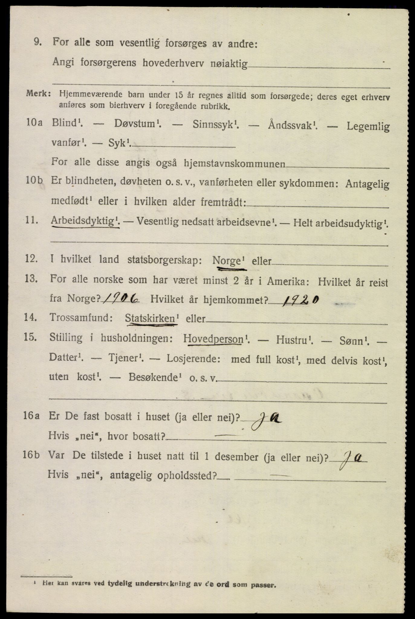 SAK, 1920 census for Holum, 1920, p. 2408