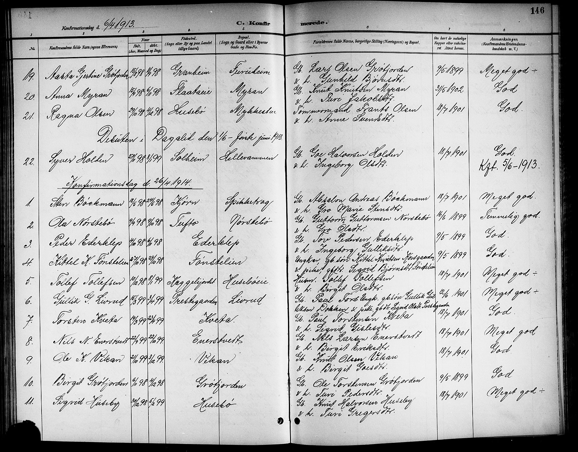 Nore kirkebøker, SAKO/A-238/G/Gb/L0003: Parish register (copy) no. II 3, 1894-1923, p. 146