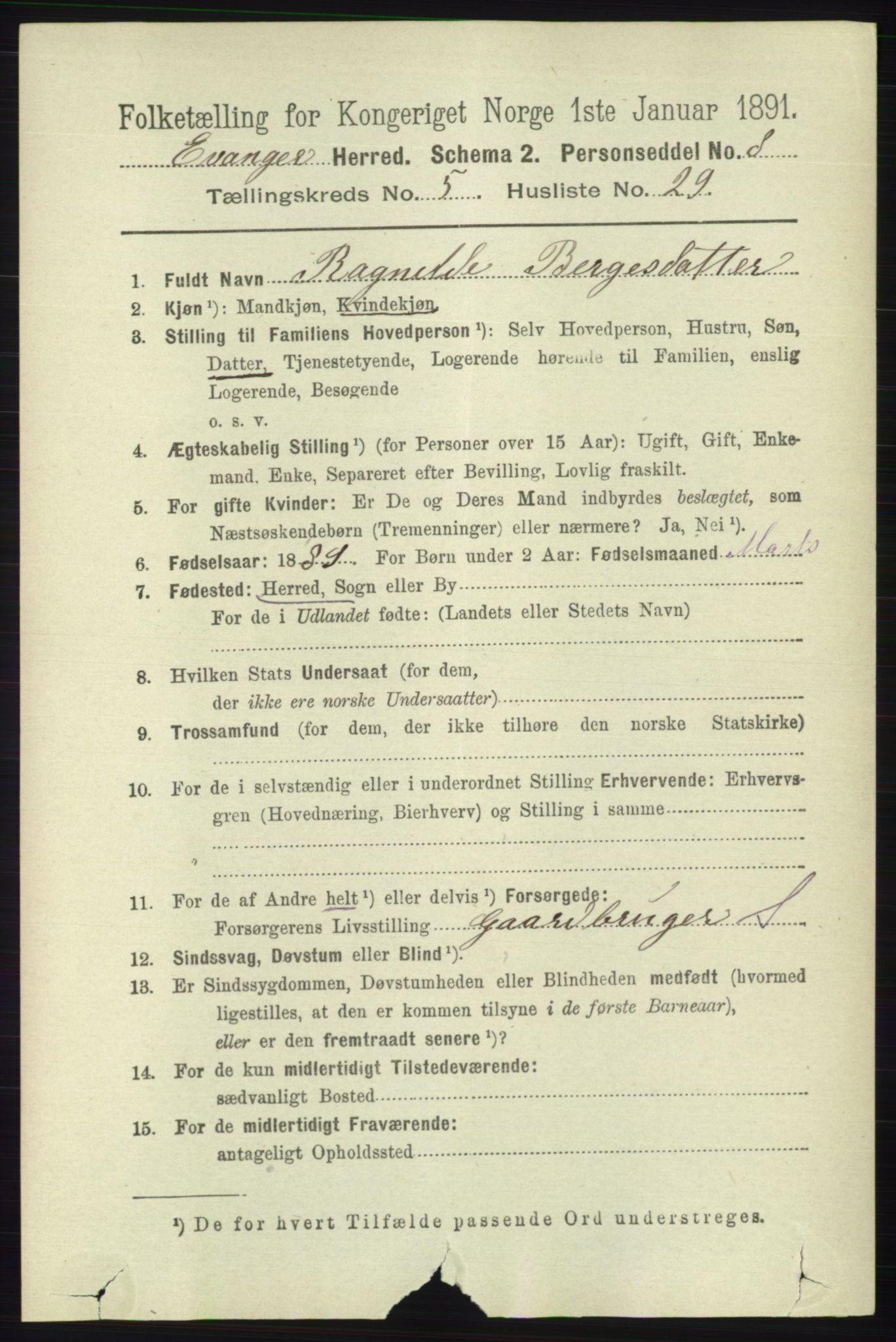 RA, 1891 census for 1237 Evanger, 1891, p. 1576