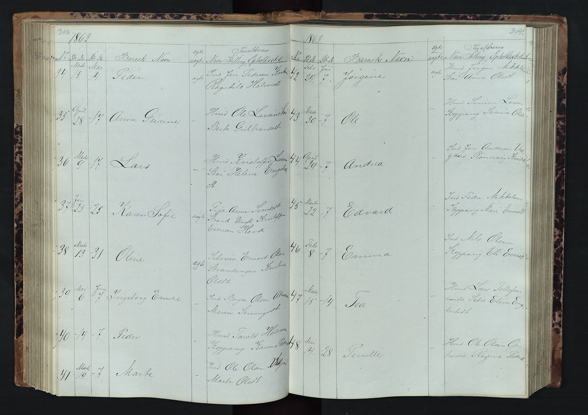 Stor-Elvdal prestekontor, AV/SAH-PREST-052/H/Ha/Hab/L0001: Parish register (copy) no. 1 /1, 1860-1894, p. 303-304