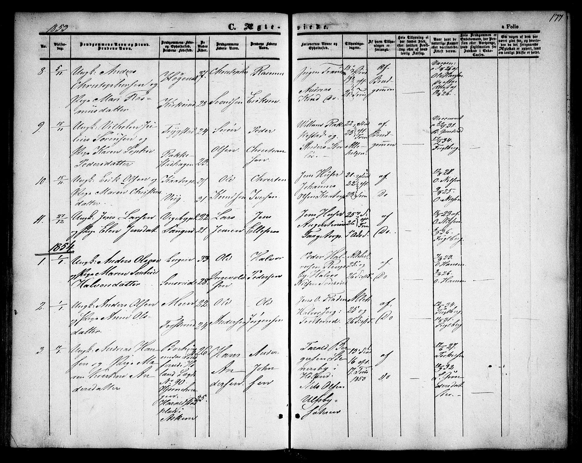 Rødenes prestekontor Kirkebøker, AV/SAO-A-2005/F/Fa/L0006: Parish register (official) no. I 6, 1850-1859, p. 177