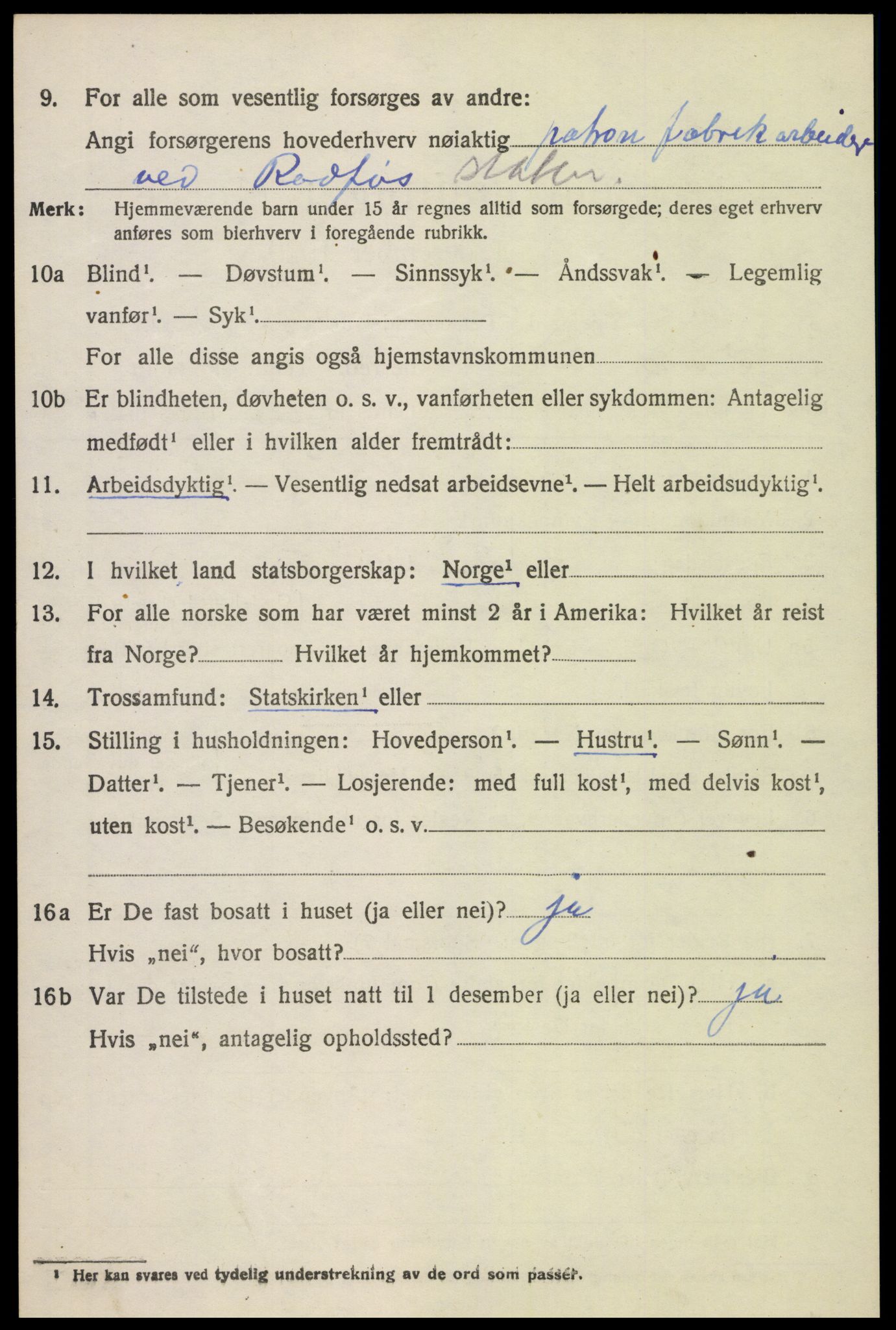 SAH, 1920 census for Vestre Toten, 1920, p. 9705