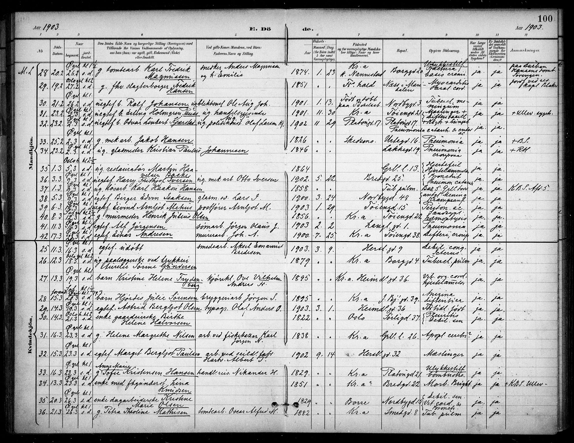 Grønland prestekontor Kirkebøker, SAO/A-10848/F/Fa/L0016: Parish register (official) no. 16, 1898-1918, p. 100