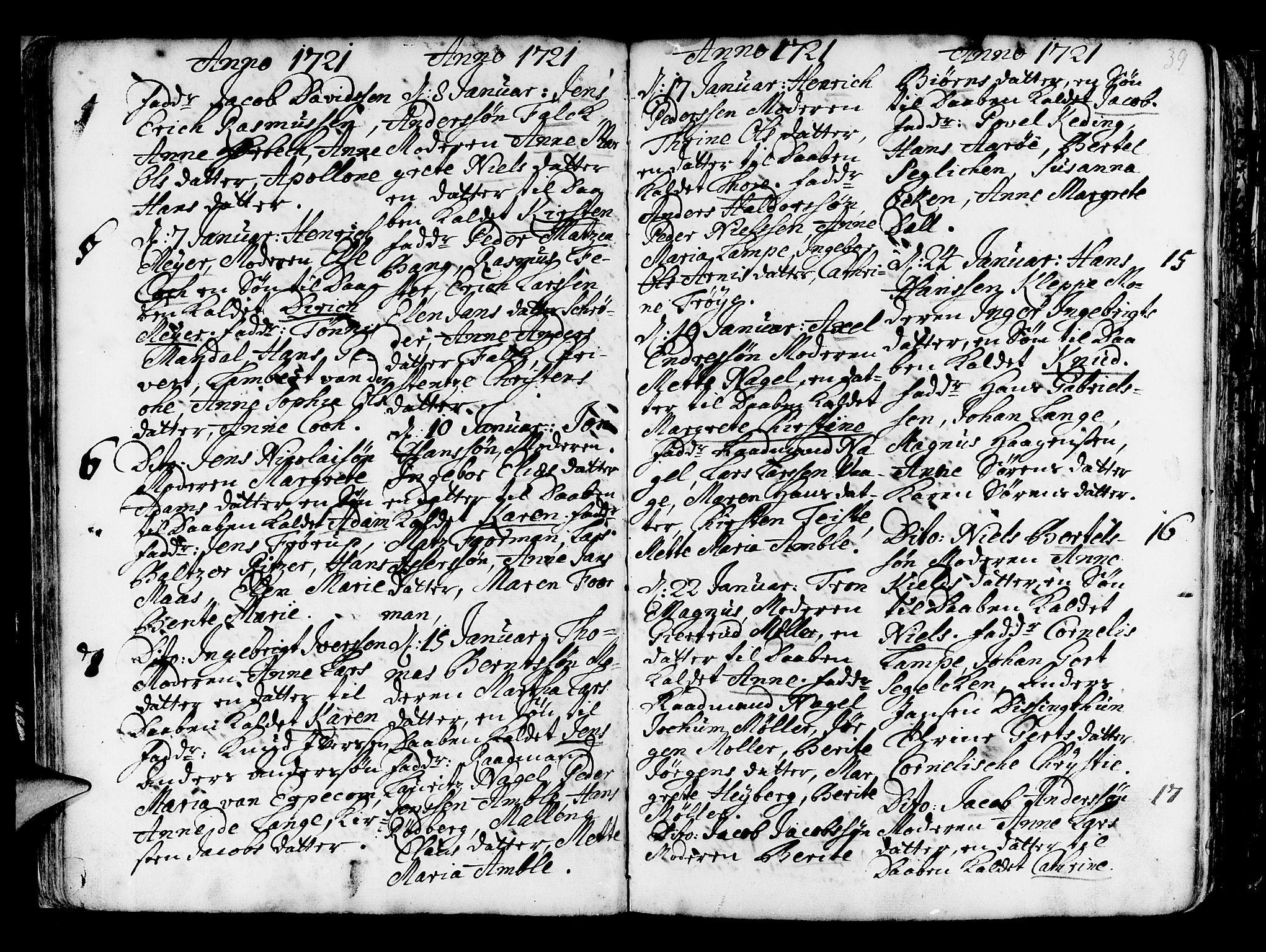 Nykirken Sokneprestembete, SAB/A-77101/H/Haa/L0003: Parish register (official) no. A 3, 1717-1764, p. 39