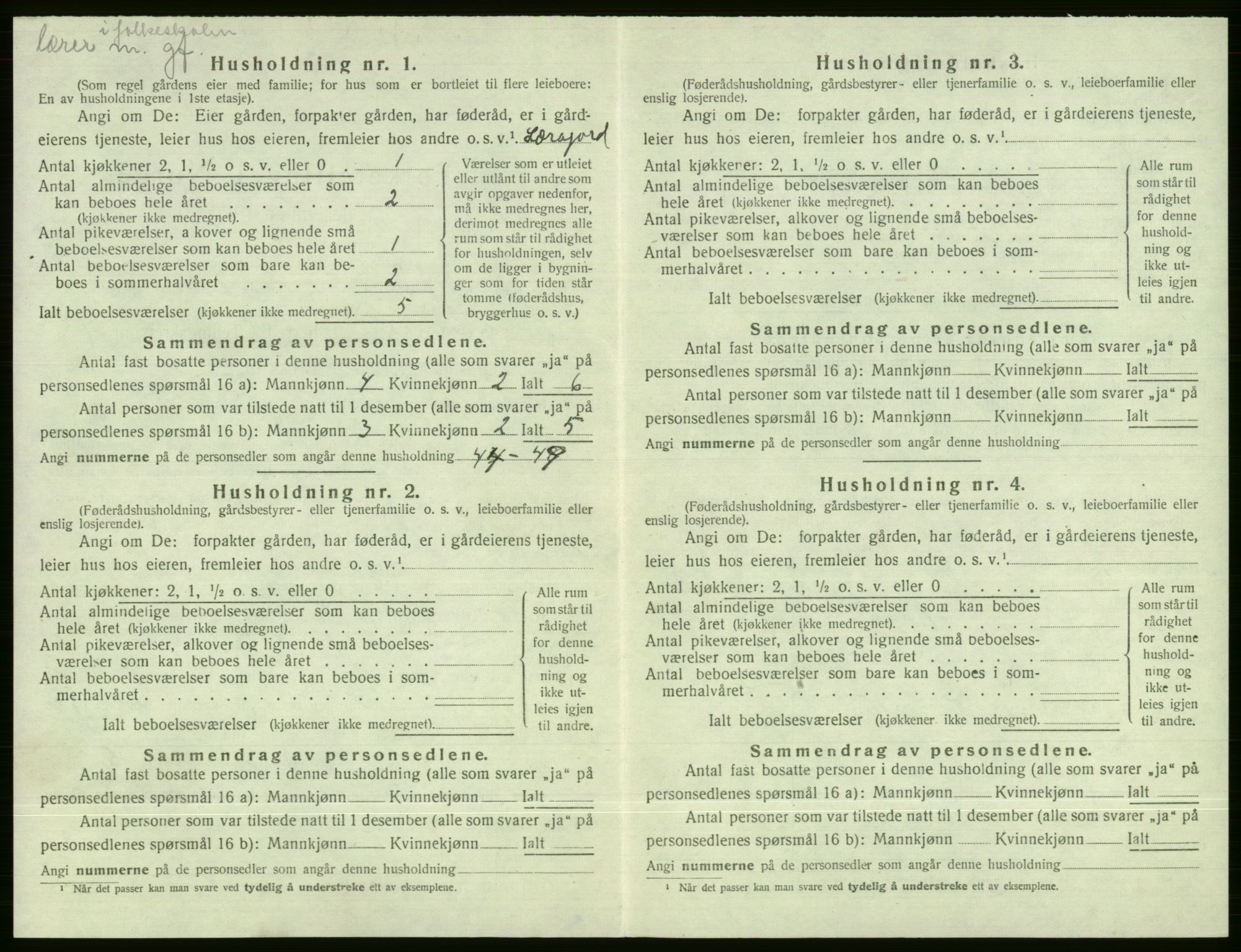 SAB, 1920 census for Evanger, 1920, p. 354