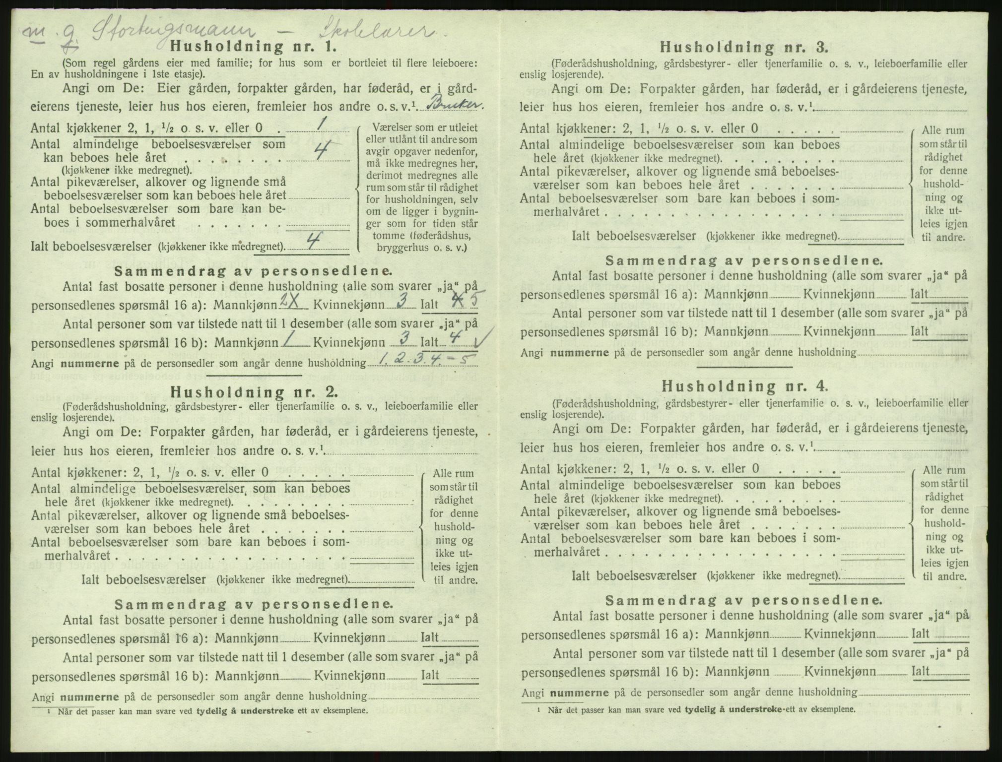 SAK, 1920 census for Bygland, 1920, p. 554