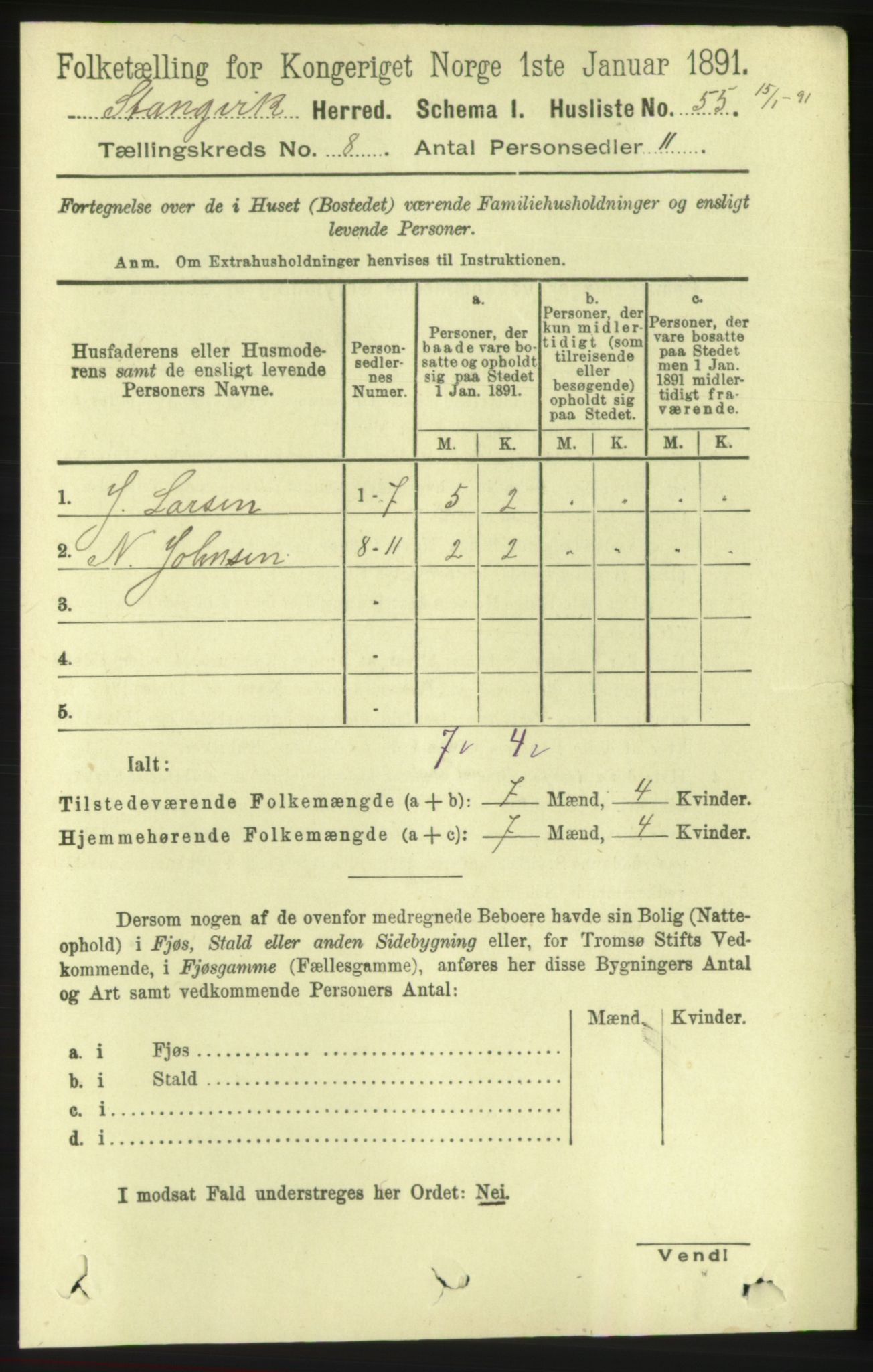 RA, 1891 census for 1564 Stangvik, 1891, p. 3327