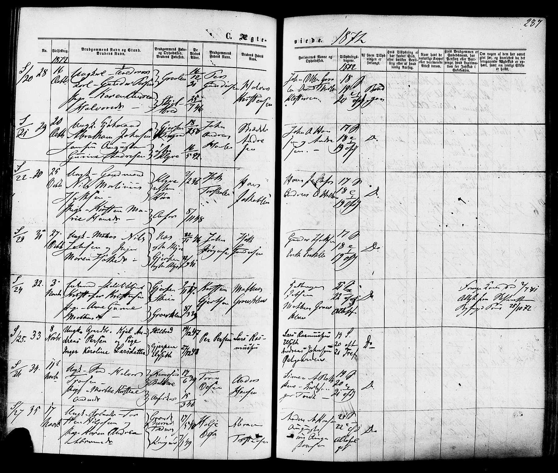 Solum kirkebøker, AV/SAKO-A-306/F/Fa/L0008: Parish register (official) no. I 8, 1865-1876, p. 287