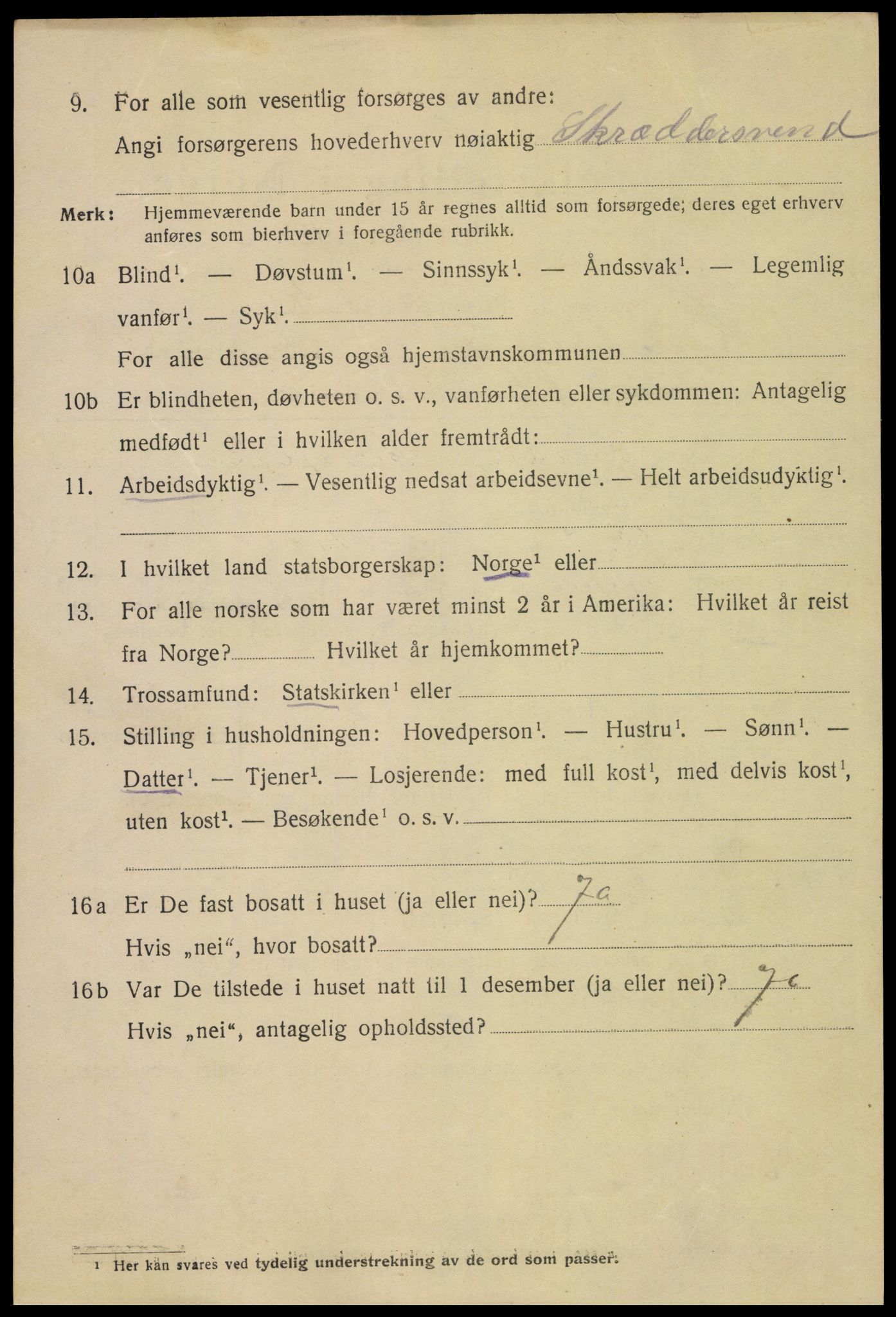 SAH, 1920 census for Lillehammer, 1920, p. 9405