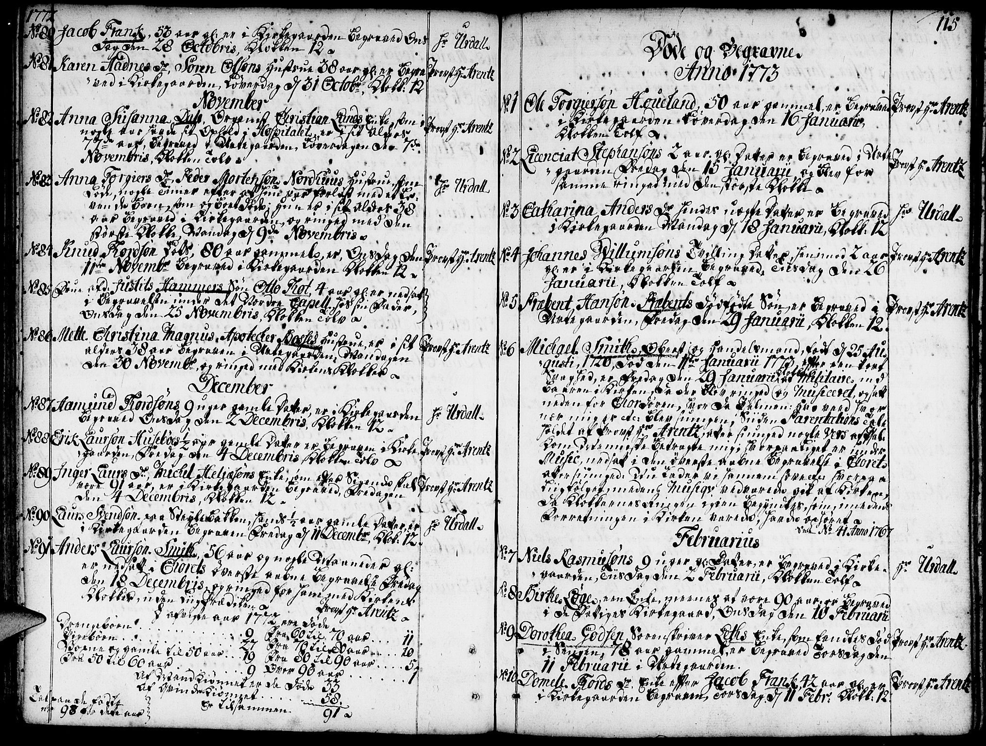Domkirken sokneprestkontor, SAST/A-101812/001/30/30BA/L0005: Parish register (official) no. A 5, 1744-1788, p. 115