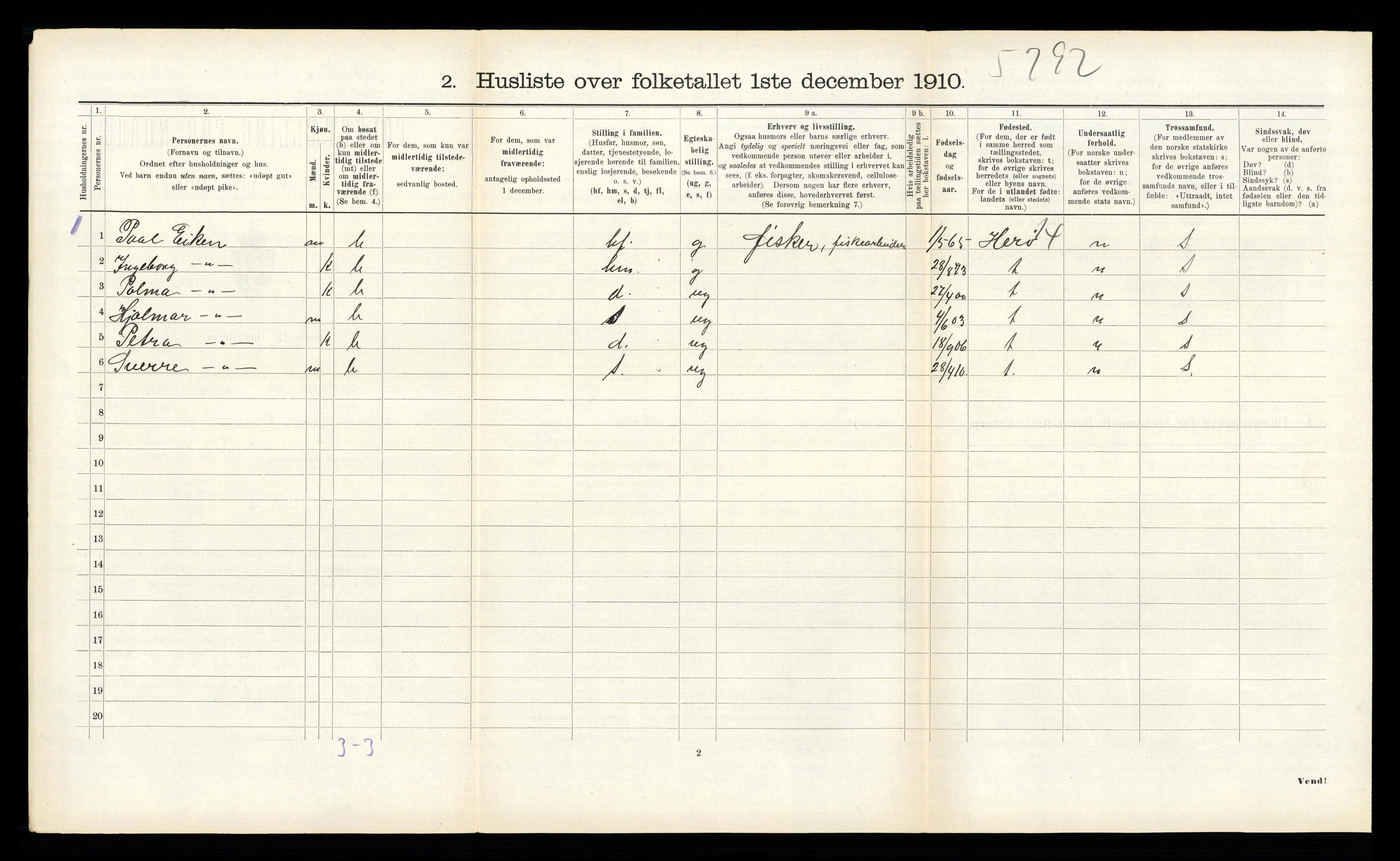 RA, 1910 census for Ulstein, 1910, p. 345