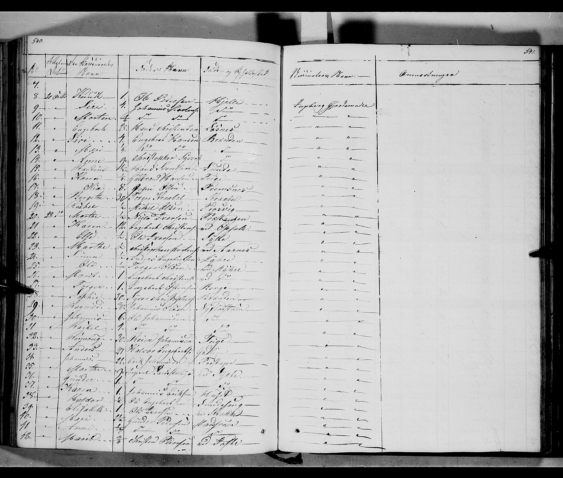 Ringebu prestekontor, SAH/PREST-082/H/Ha/Haa/L0005: Parish register (official) no. 5, 1839-1848, p. 540-541