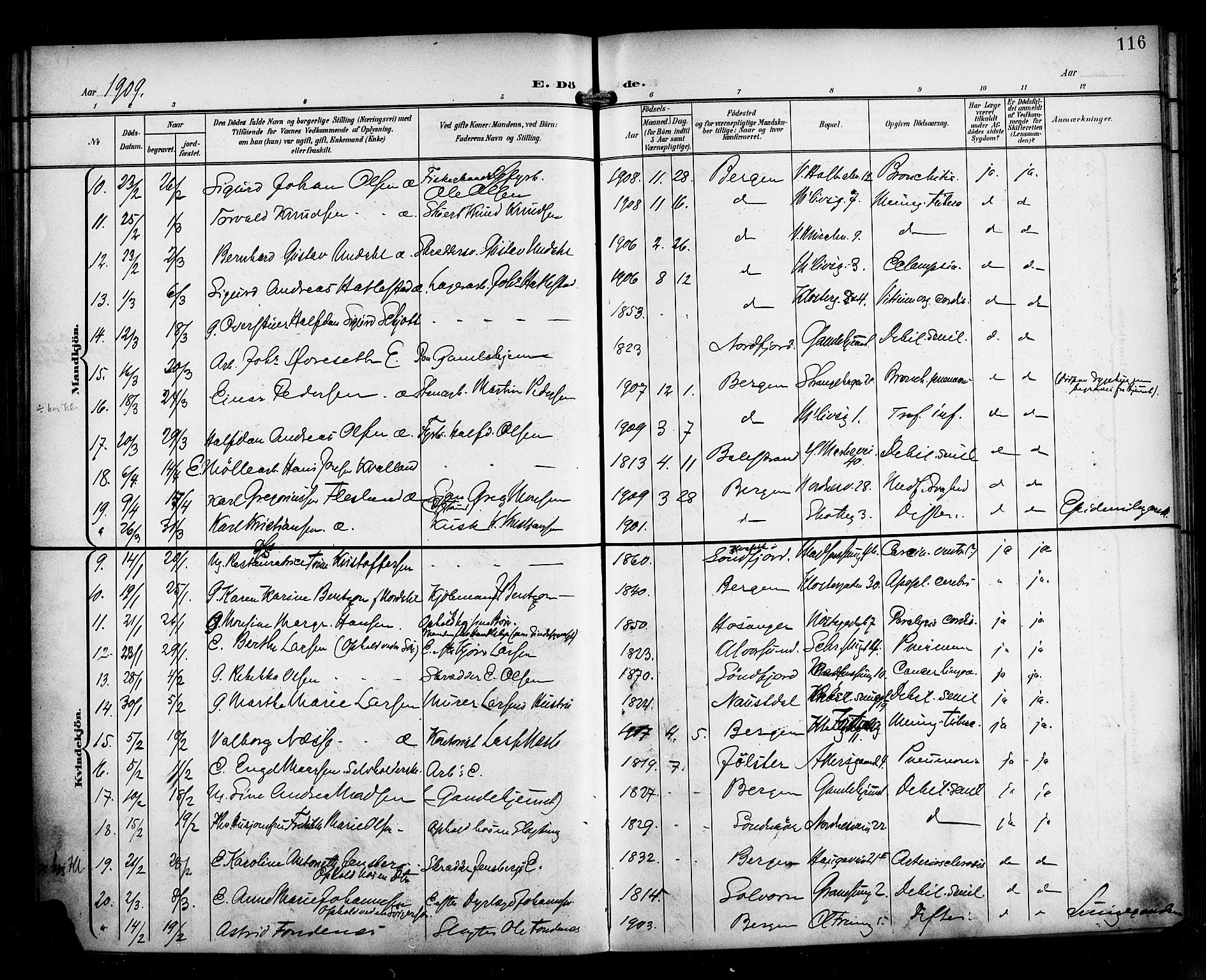 Nykirken Sokneprestembete, AV/SAB-A-77101/H/Haa/L0045: Parish register (official) no. E 5, 1899-1917, p. 116