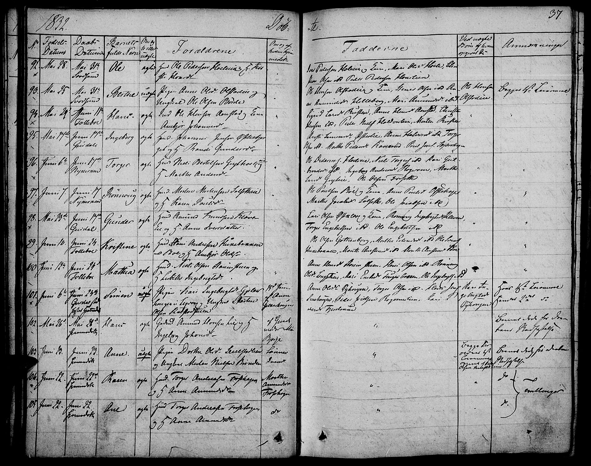 Gausdal prestekontor, AV/SAH-PREST-090/H/Ha/Haa/L0006: Parish register (official) no. 6, 1830-1839, p. 37