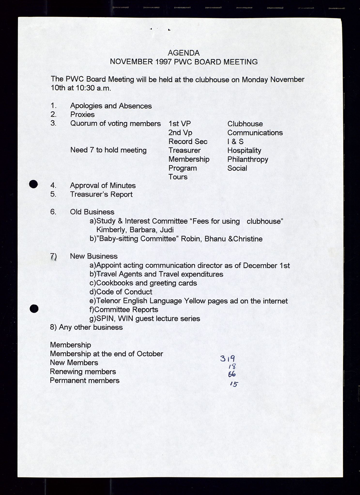 PA 1547 - Petroleum Wives Club, AV/SAST-A-101974/A/Aa/L0003: Board and General Meeting, 1994-1998