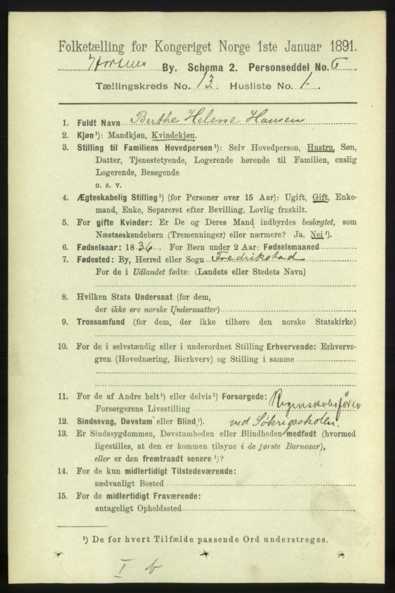 RA, 1891 census for 0703 Horten, 1891, p. 7893