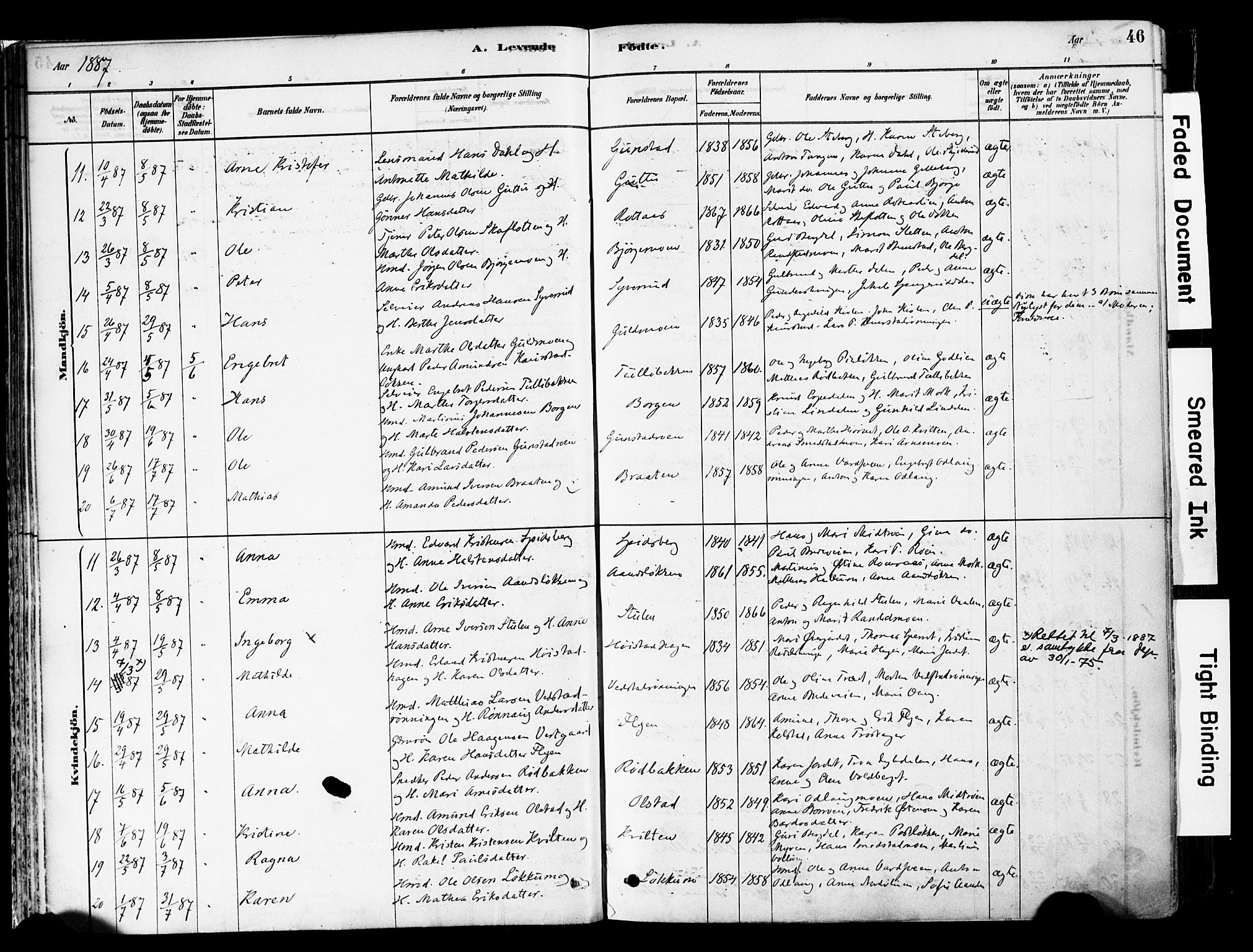 Ringebu prestekontor, AV/SAH-PREST-082/H/Ha/Haa/L0008: Parish register (official) no. 8, 1878-1898, p. 46