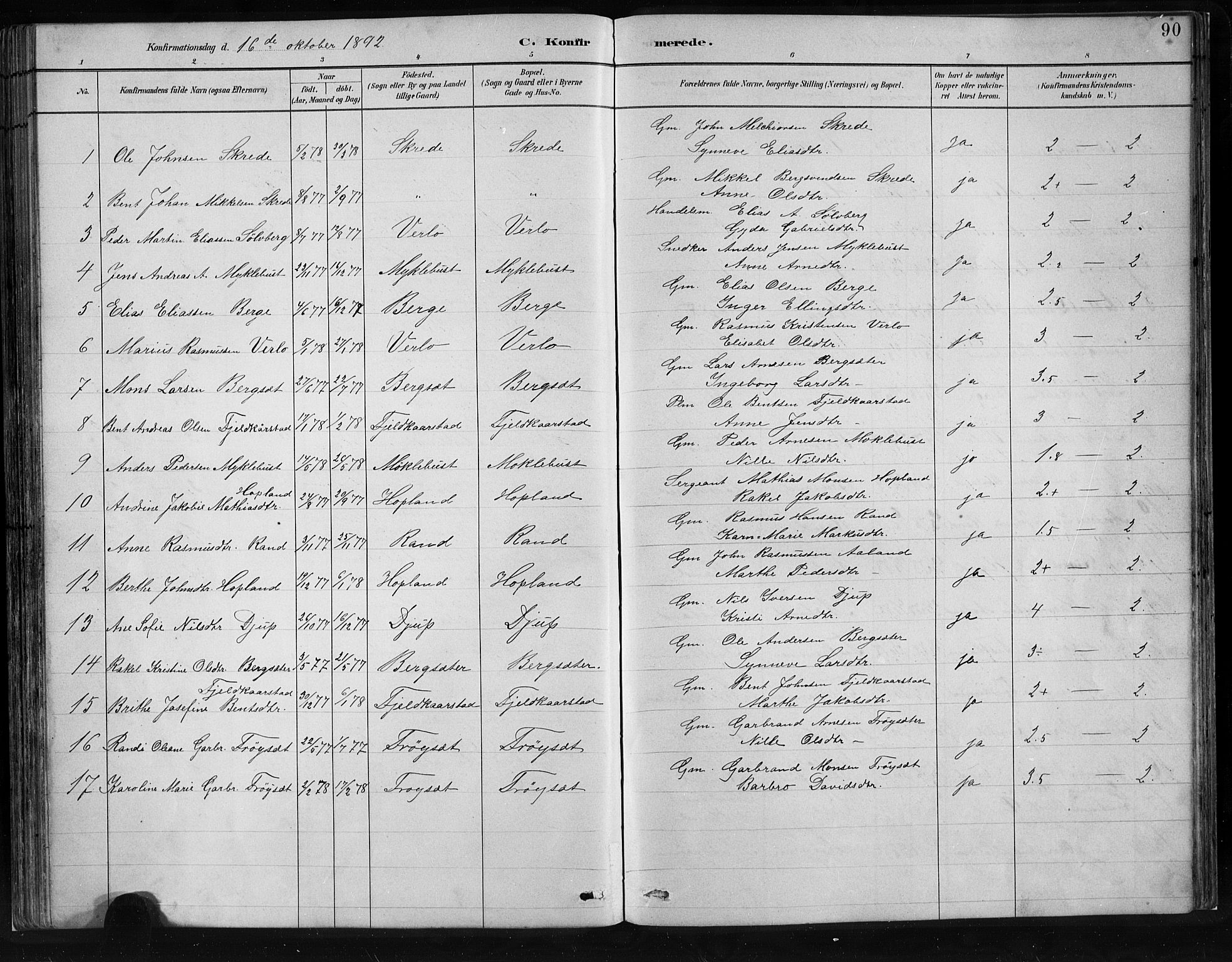 Innvik sokneprestembete, AV/SAB-A-80501: Parish register (copy) no. C 3, 1883-1911, p. 90