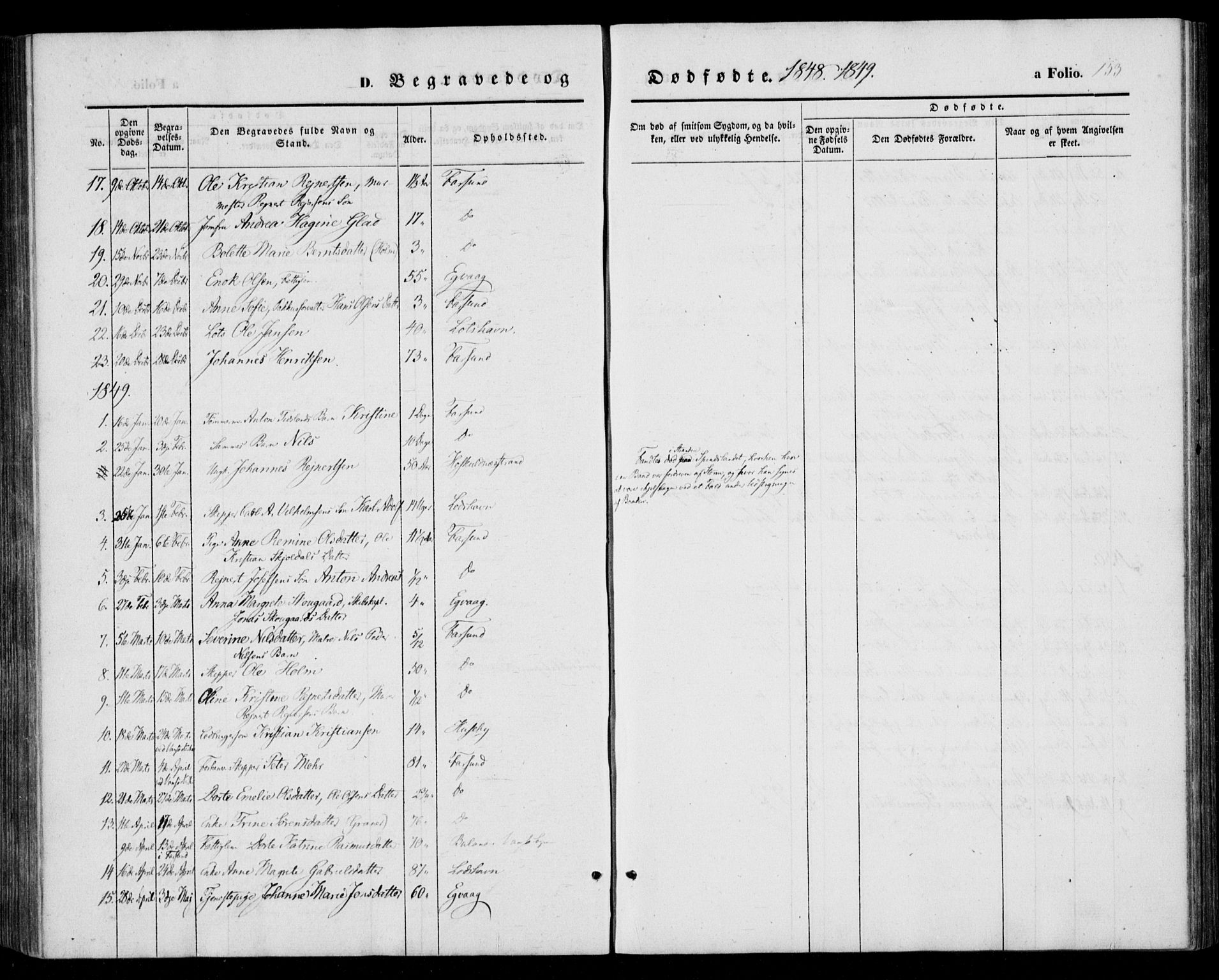 Farsund sokneprestkontor, AV/SAK-1111-0009/F/Fa/L0004: Parish register (official) no. A 4, 1847-1863, p. 153