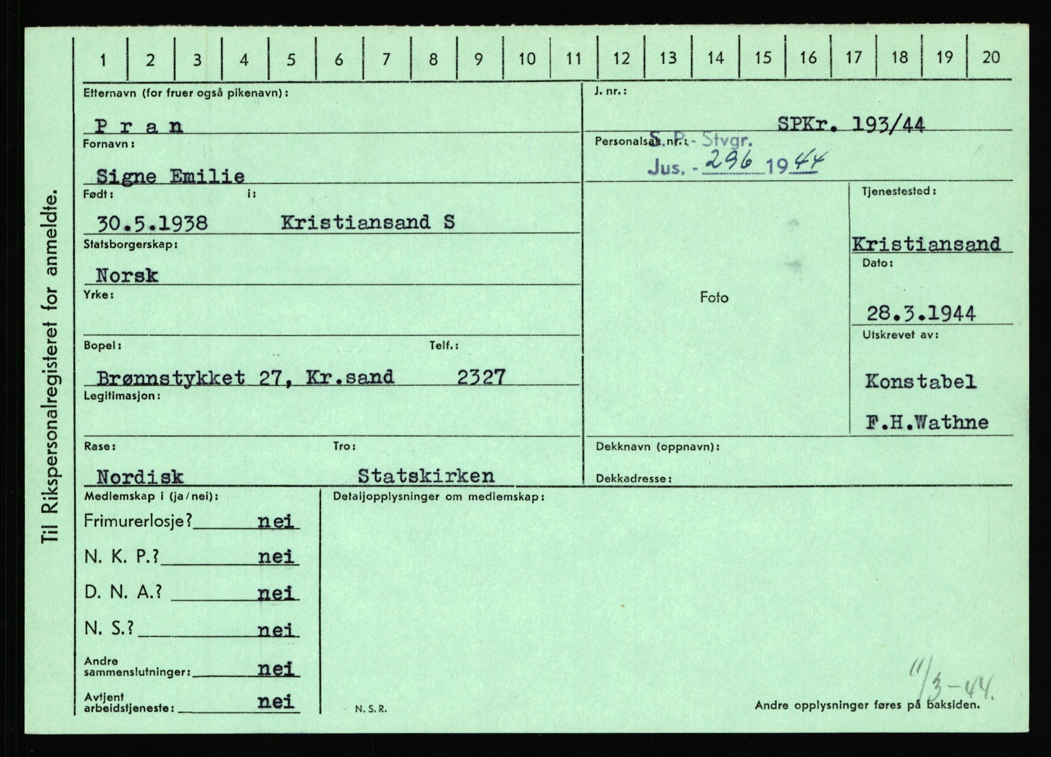 Statspolitiet - Hovedkontoret / Osloavdelingen, AV/RA-S-1329/C/Ca/L0012: Oanæs - Quistgaard	, 1943-1945, p. 4758